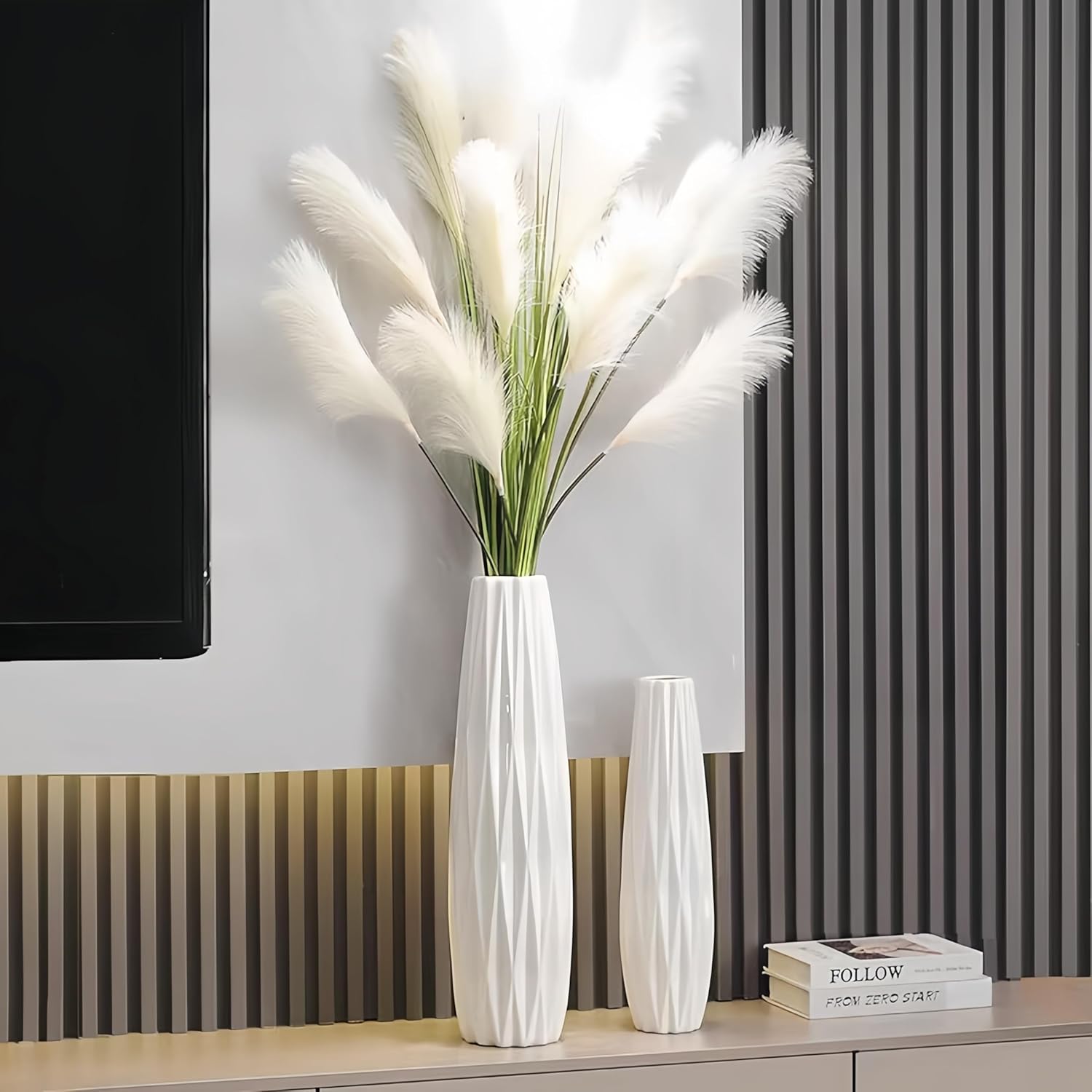 Vaso da Pavimento in Ceramica Bianca 60cm - immagine 7