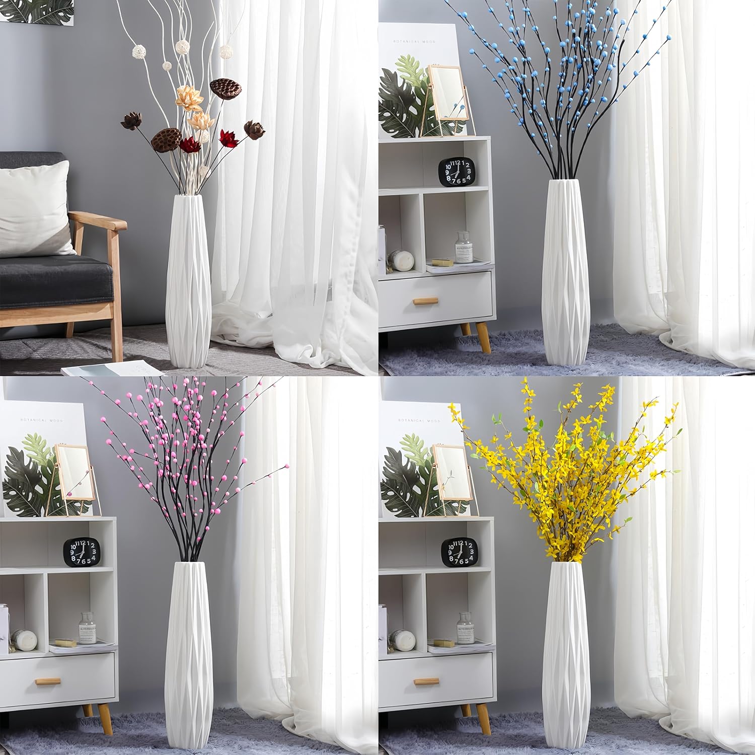 Vaso da Pavimento in Ceramica Bianca 60cm - immagine 8