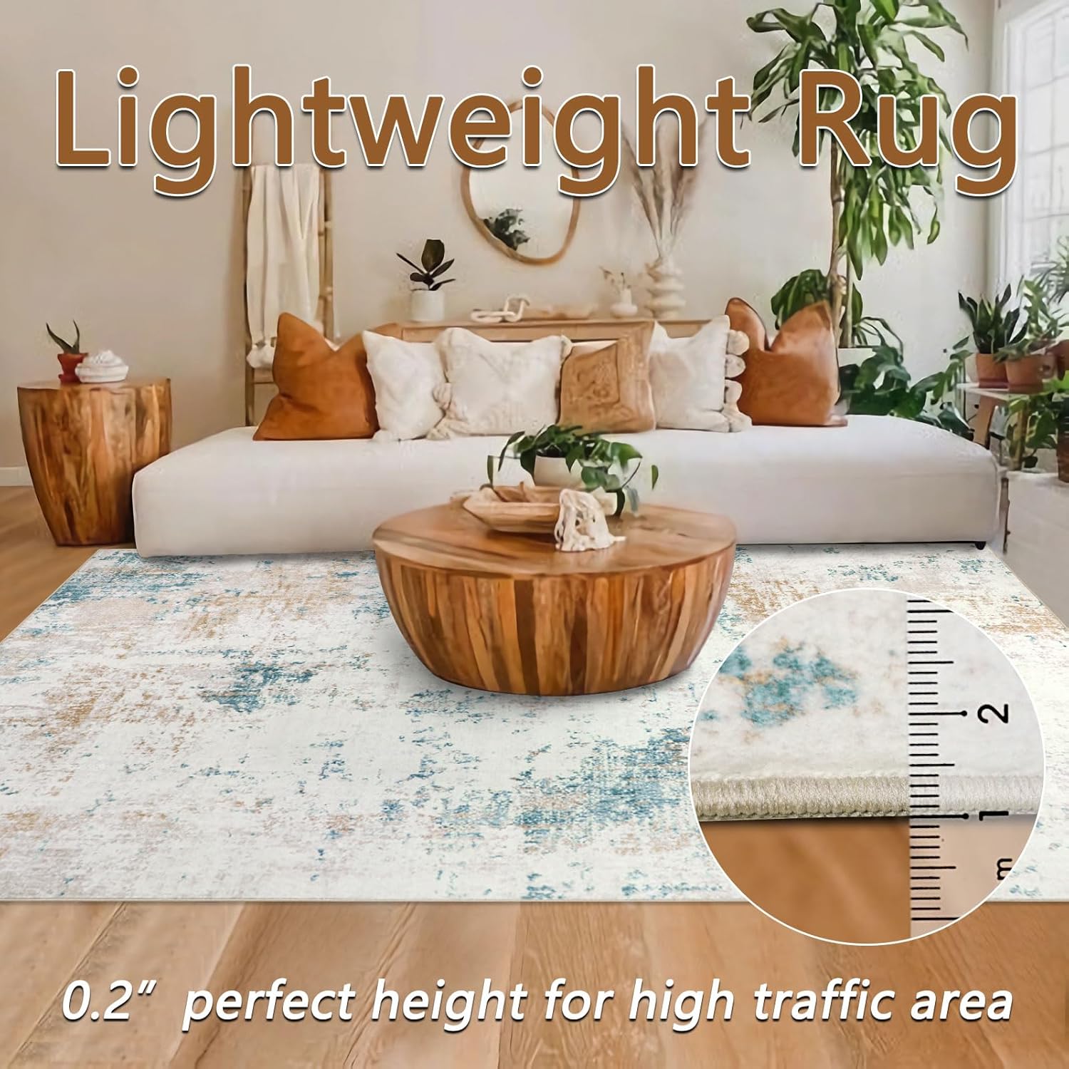 Homcomodar Tappeto Salotto Beige 160x230cm - immagine 4