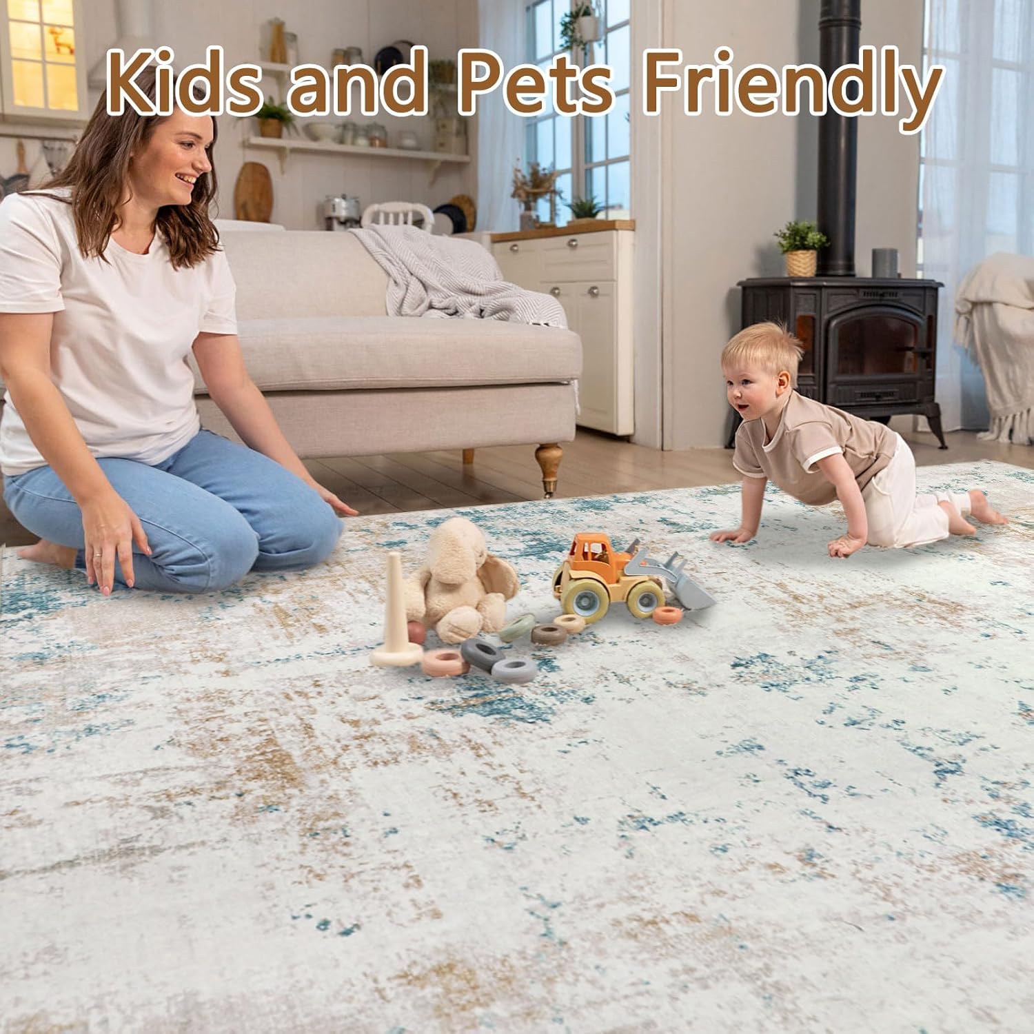 Homcomodar Tappeto Salotto Beige 160x230cm - immagine 7