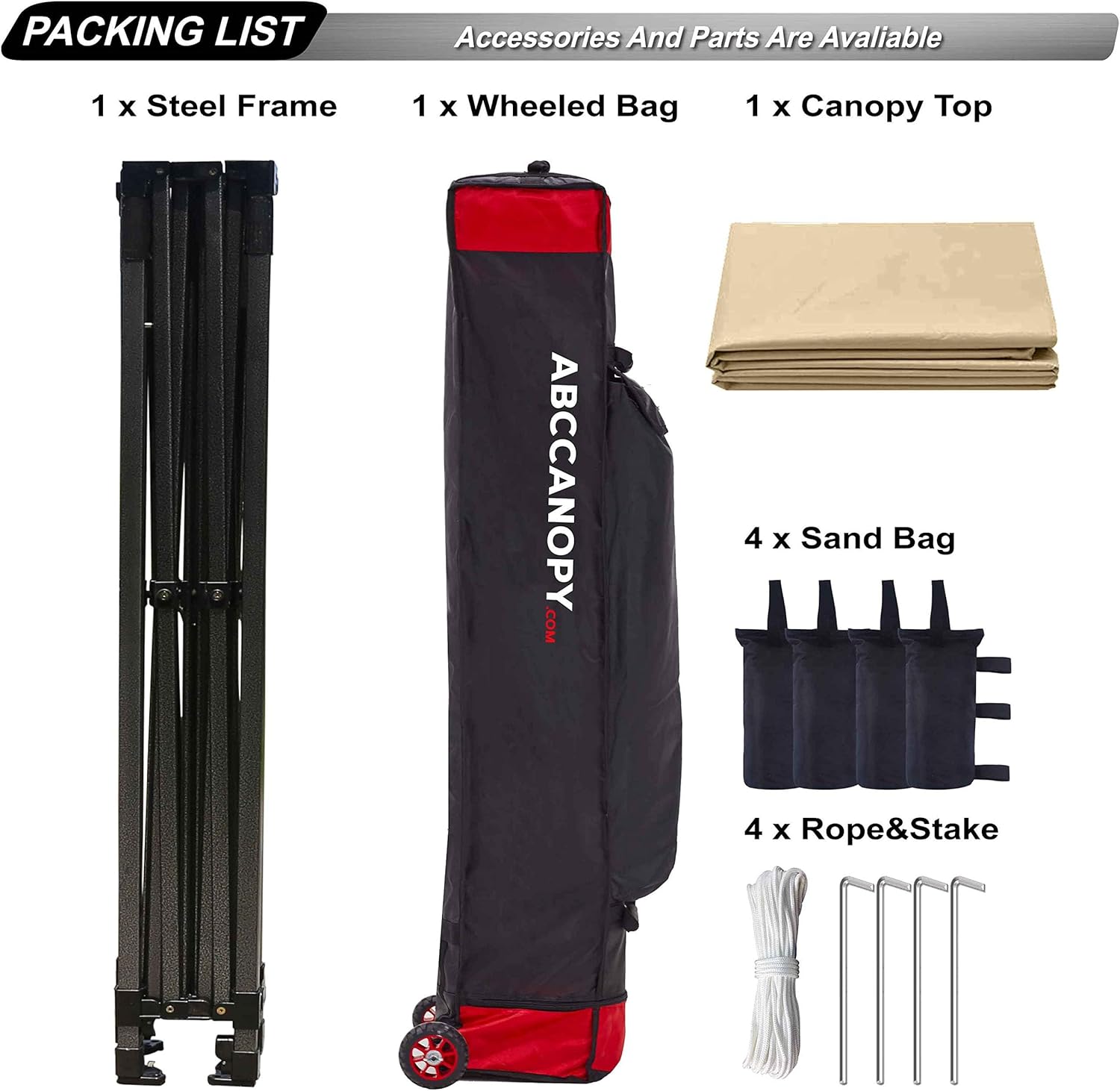 Abccanopy Gazebo Pop-Up Resistente 2,5x2,5m, Beige - immagine 4