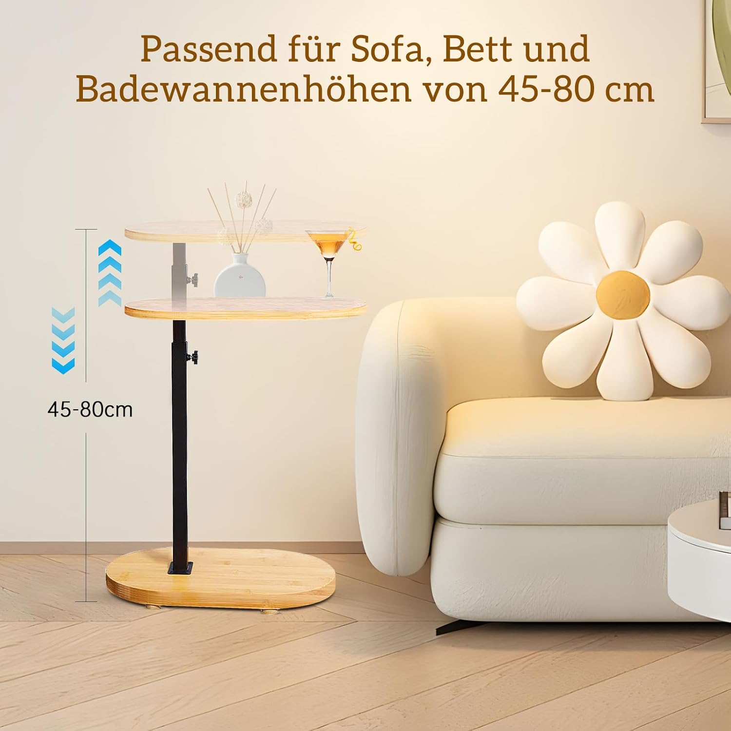 Tavolino Laterale a C Regolabile in Altezza - immagine 5