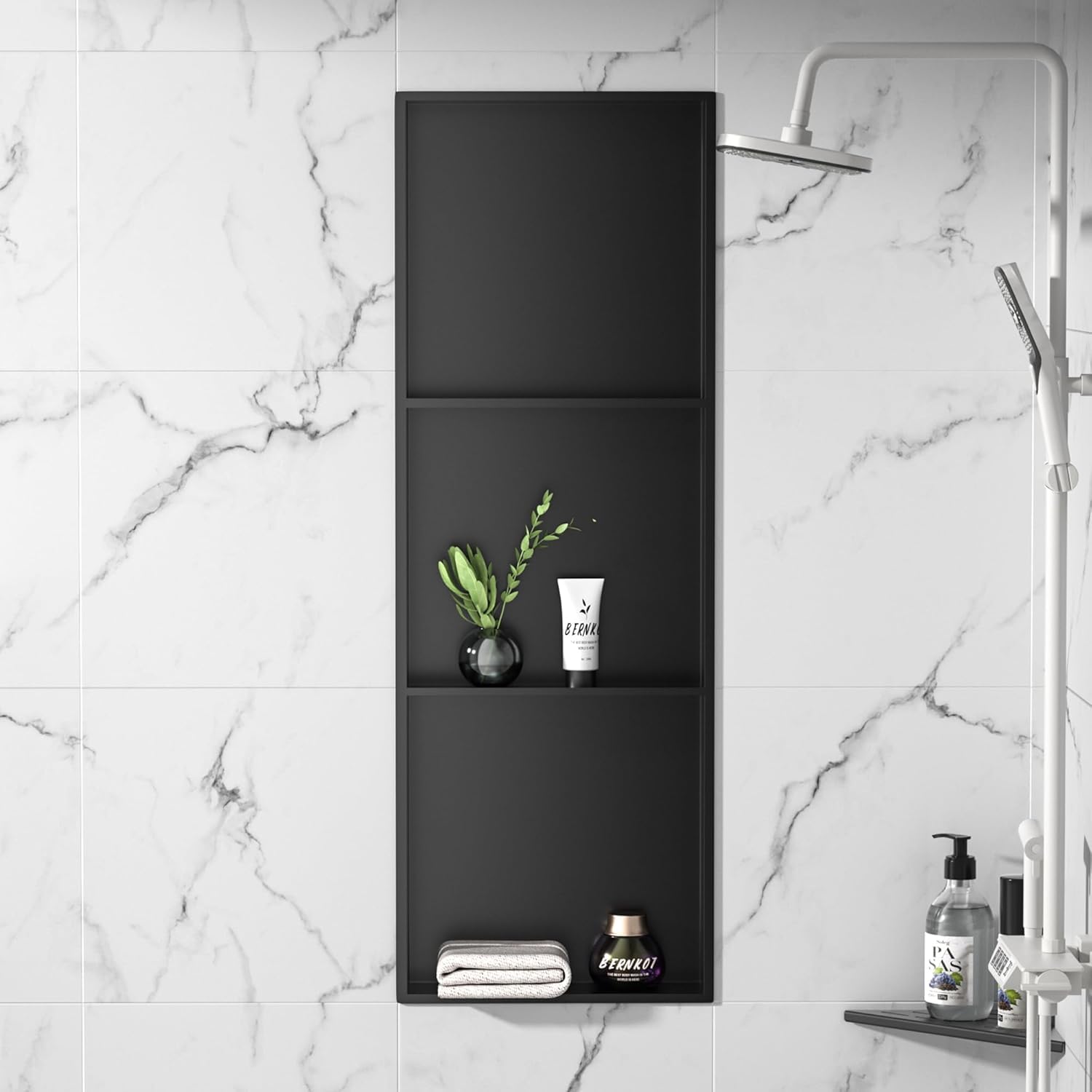 Doccia in Acciaio Inox 900x300x100mm Nero Opaco