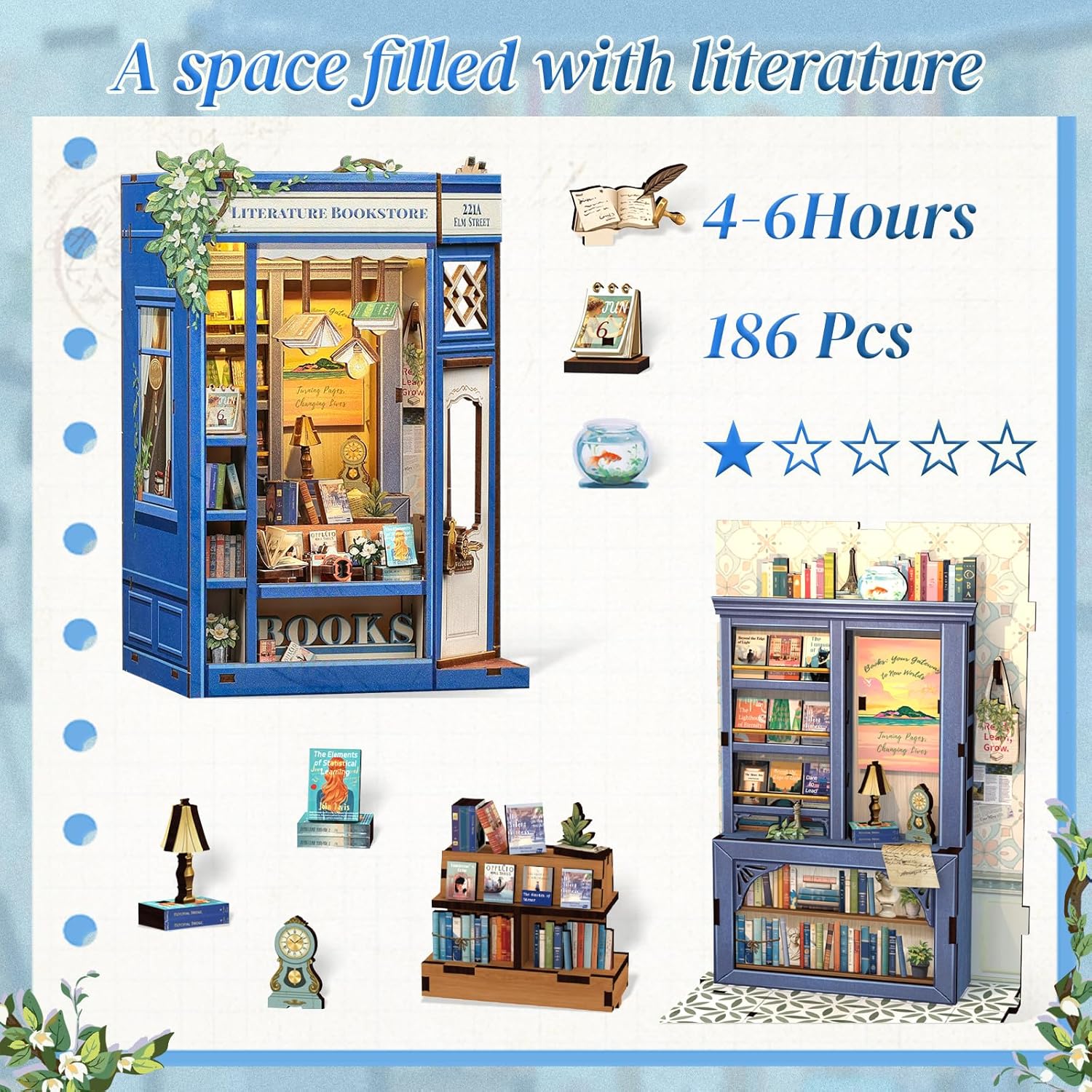 CUTEBEE Book Nook Kit - Miniatura Fai da Te per Adulti - immagine 3