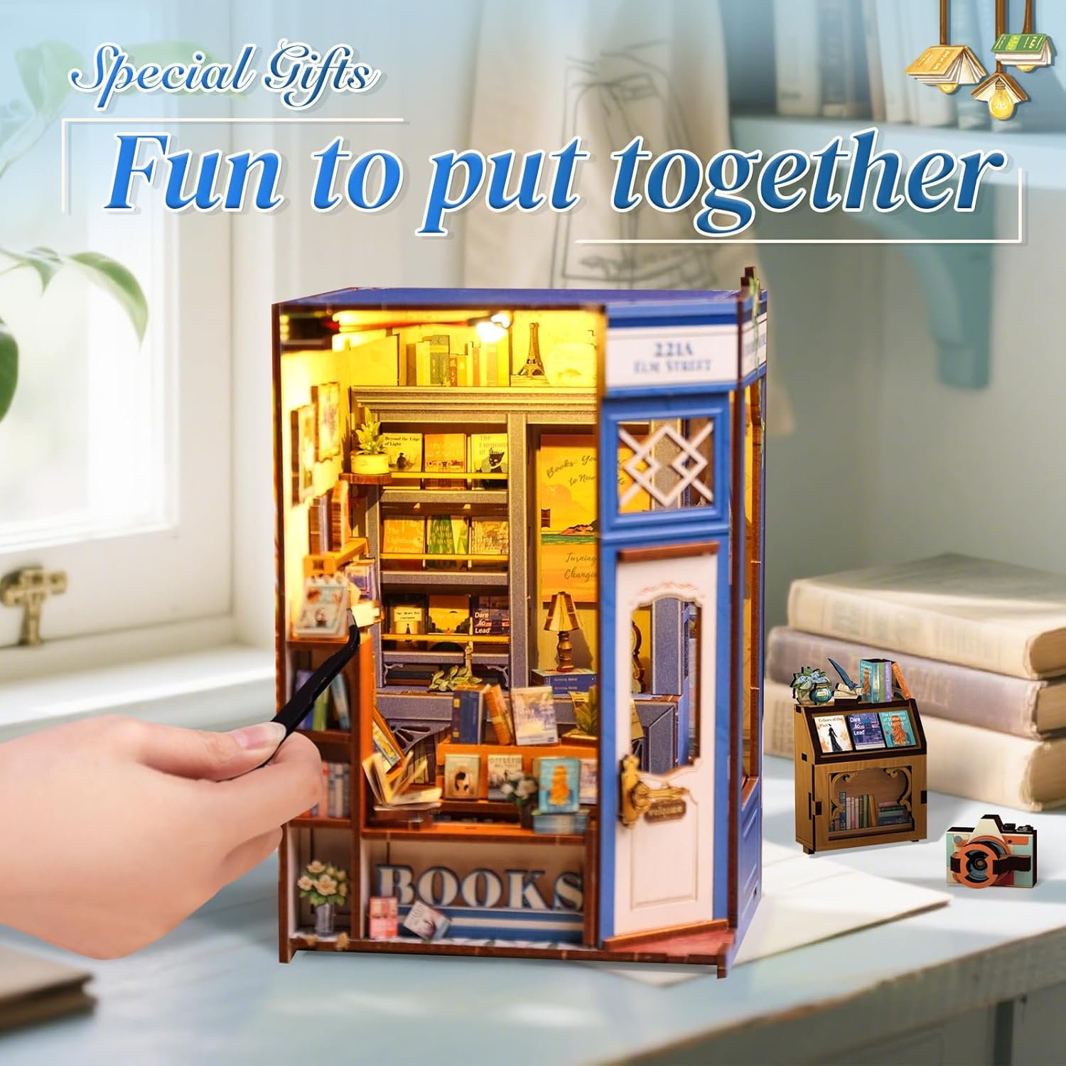 CUTEBEE Book Nook Kit - Miniatura Fai da Te per Adulti - immagine 4