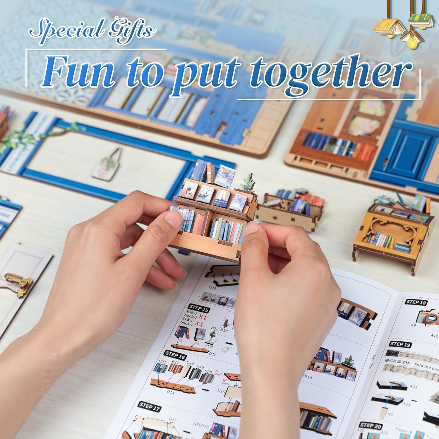 CUTEBEE Book Nook Kit - Miniatura Fai da Te per Adulti - immagine 6