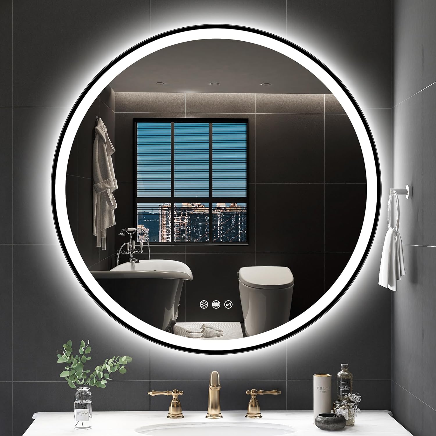S'bagno Specchio Bagno LED Rotondo 80 cm con Bluetooth