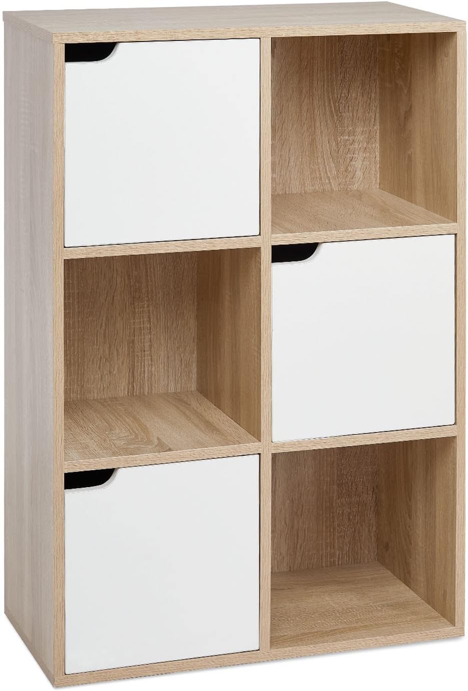 Libreria Scaffale in Legno 6 Cubi con 3 Porte