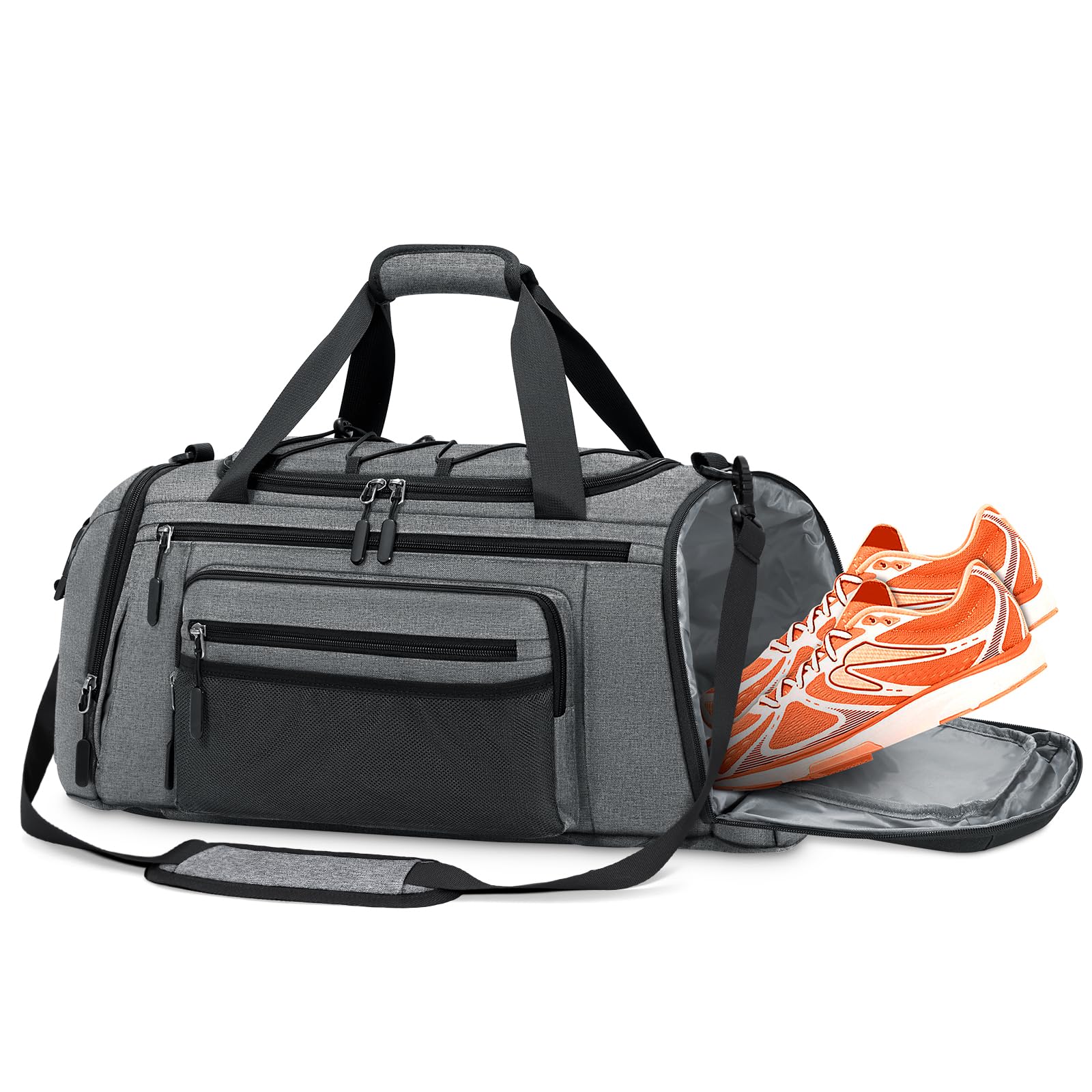 RAINSMORE Borsone Palestra 40L con Scomparto Scarpe, Grigio