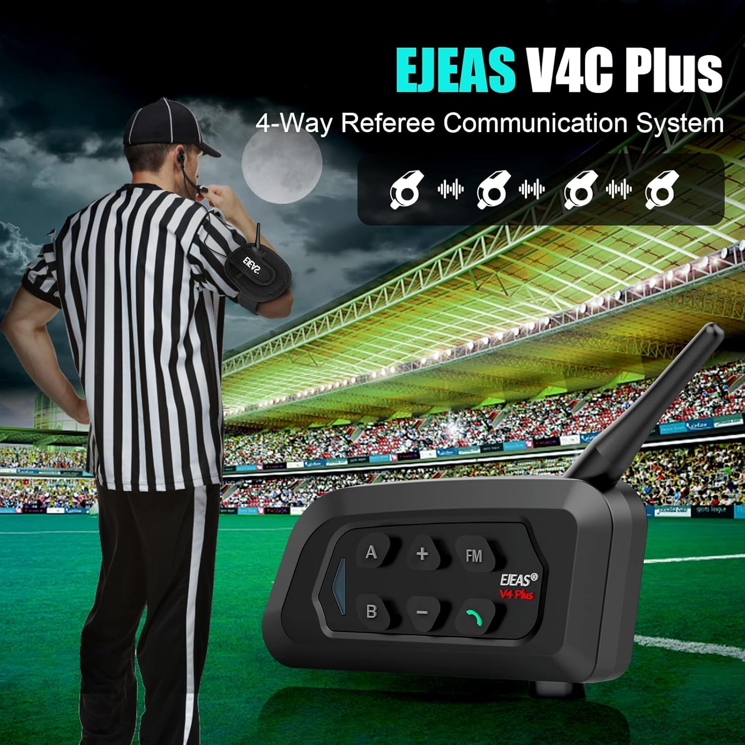 V4C Plus Cuffie Interfono Bluetooth per Arbitro di Calcio - immagine 3