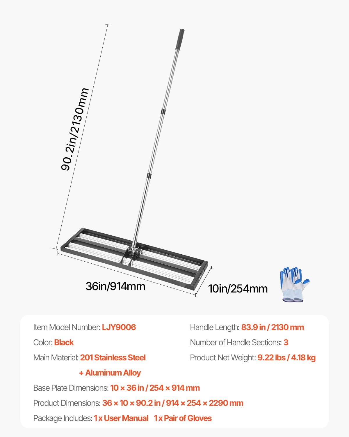 Vevor Rastrello Livellatore Prato con Manico Regolabile - immagine 7