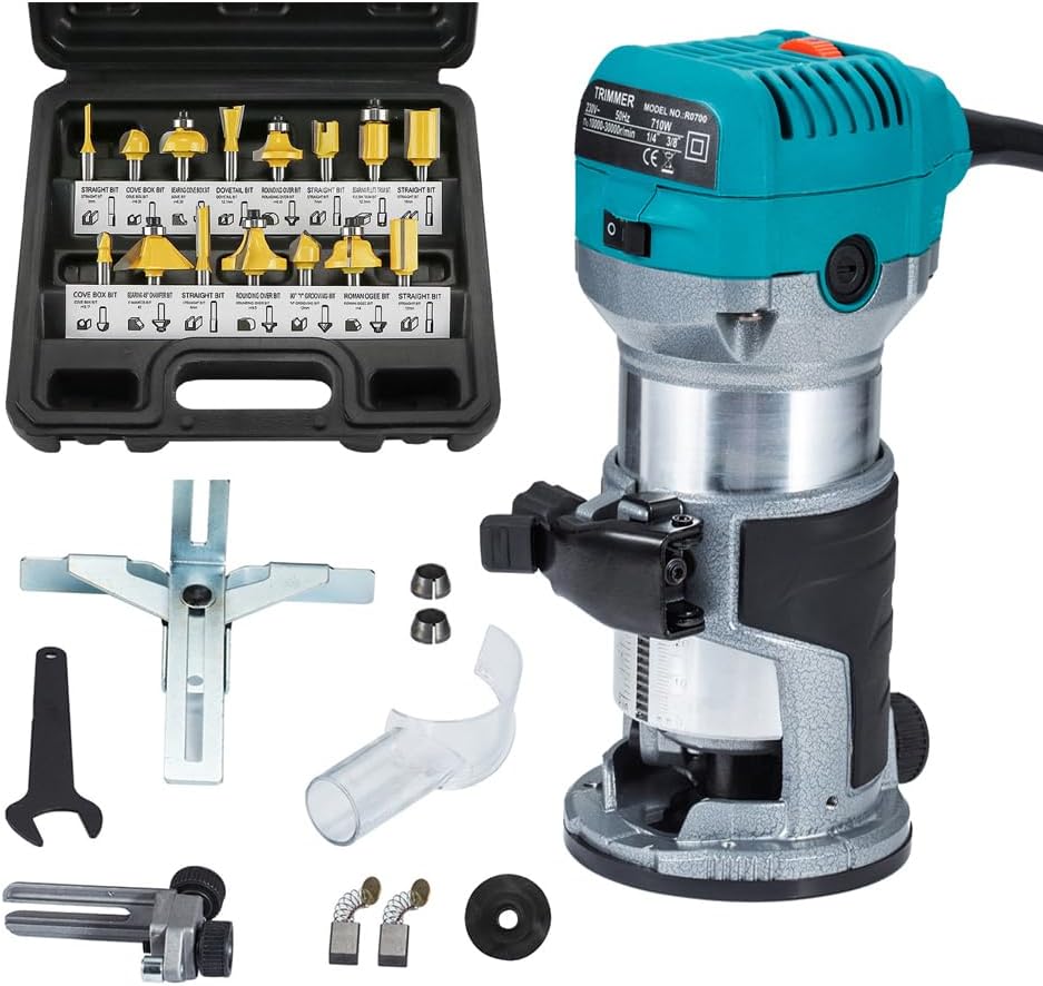 Trimmer Router Fresatrice Elettrica 710W con 15 Frese