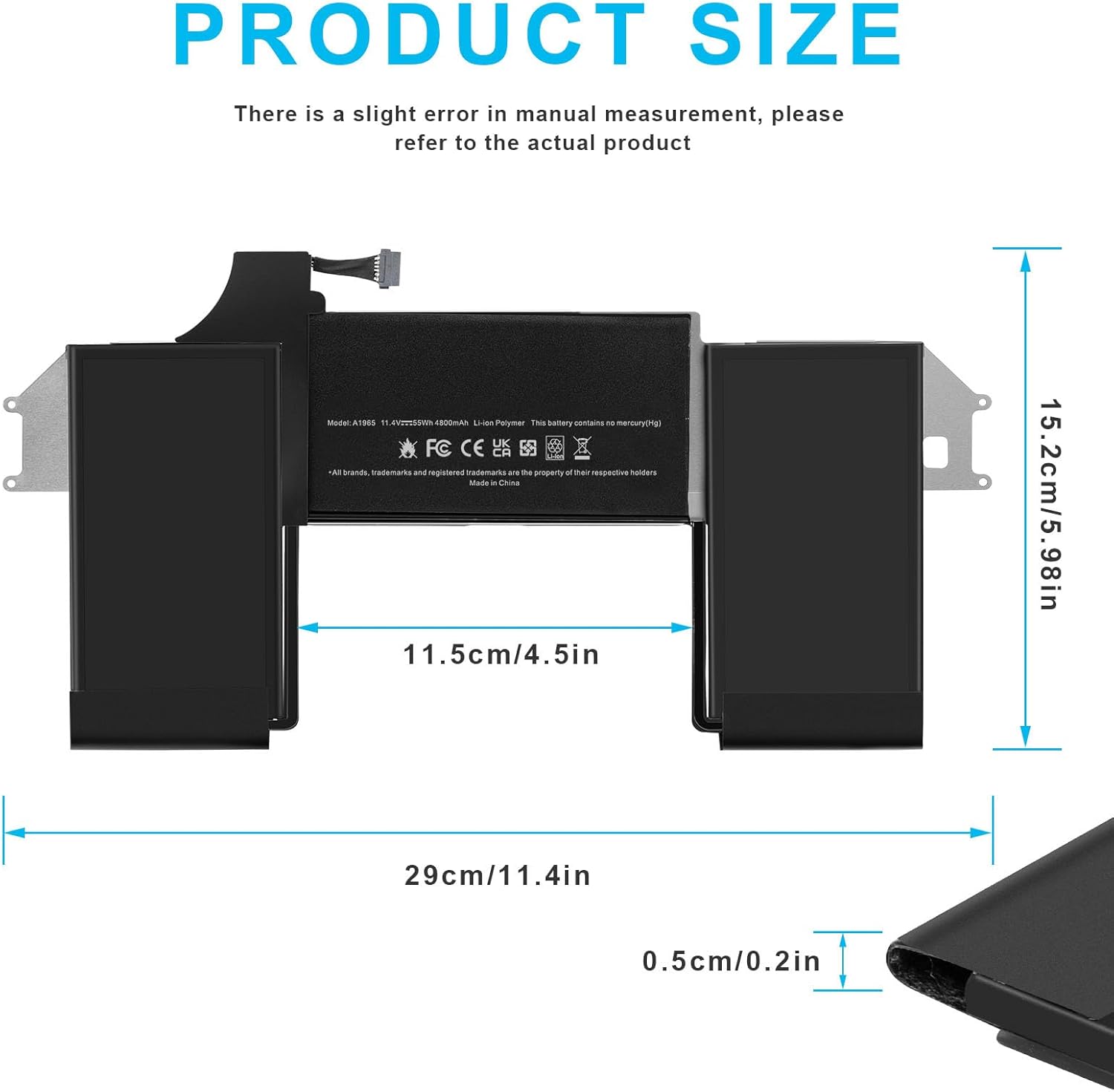 Asuncell Batteria A1965 11.4V/55Wh per MacBook Air 13-inch - immagine 2
