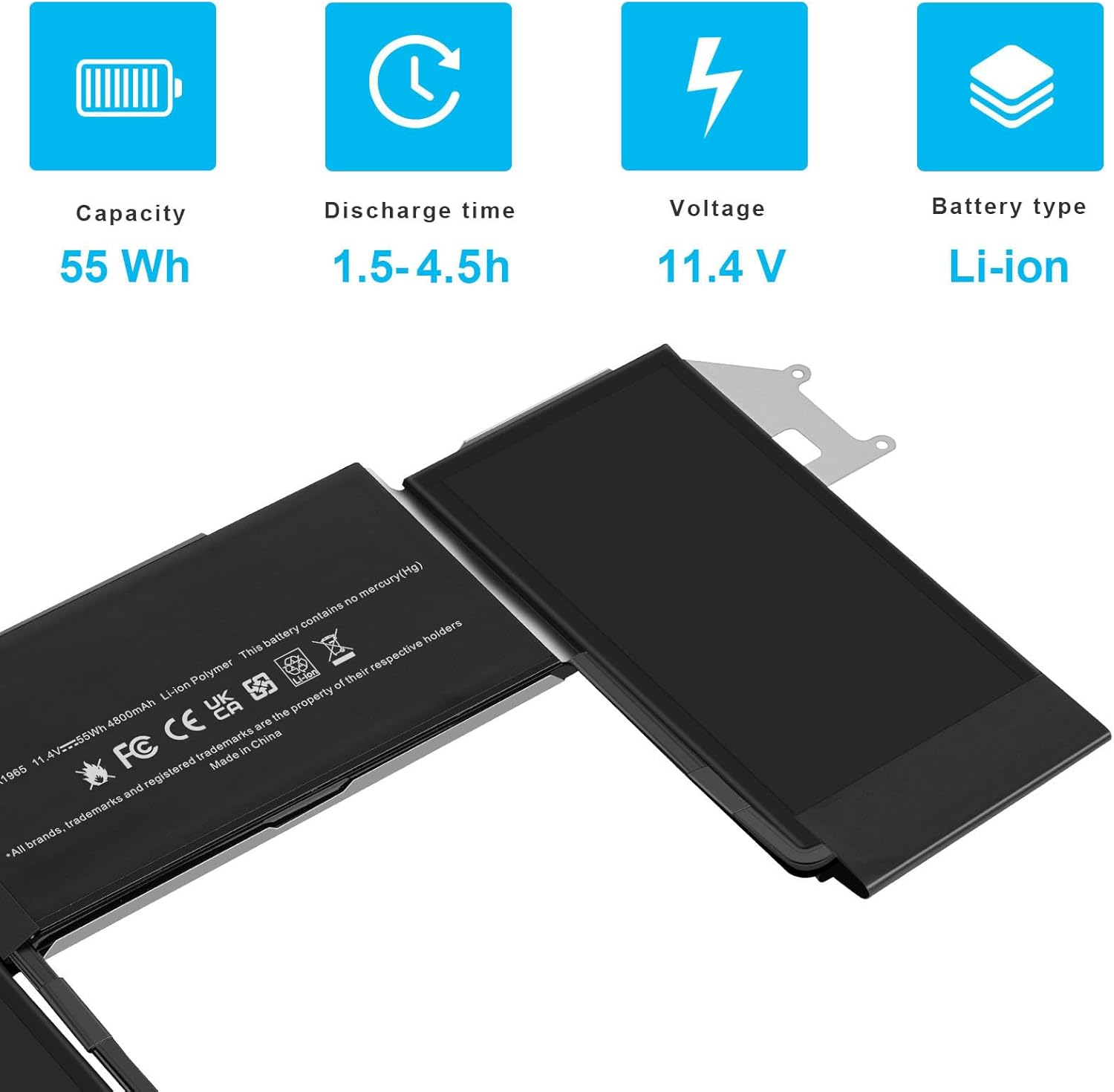 Asuncell Batteria A1965 11.4V/55Wh per MacBook Air 13-inch - immagine 4