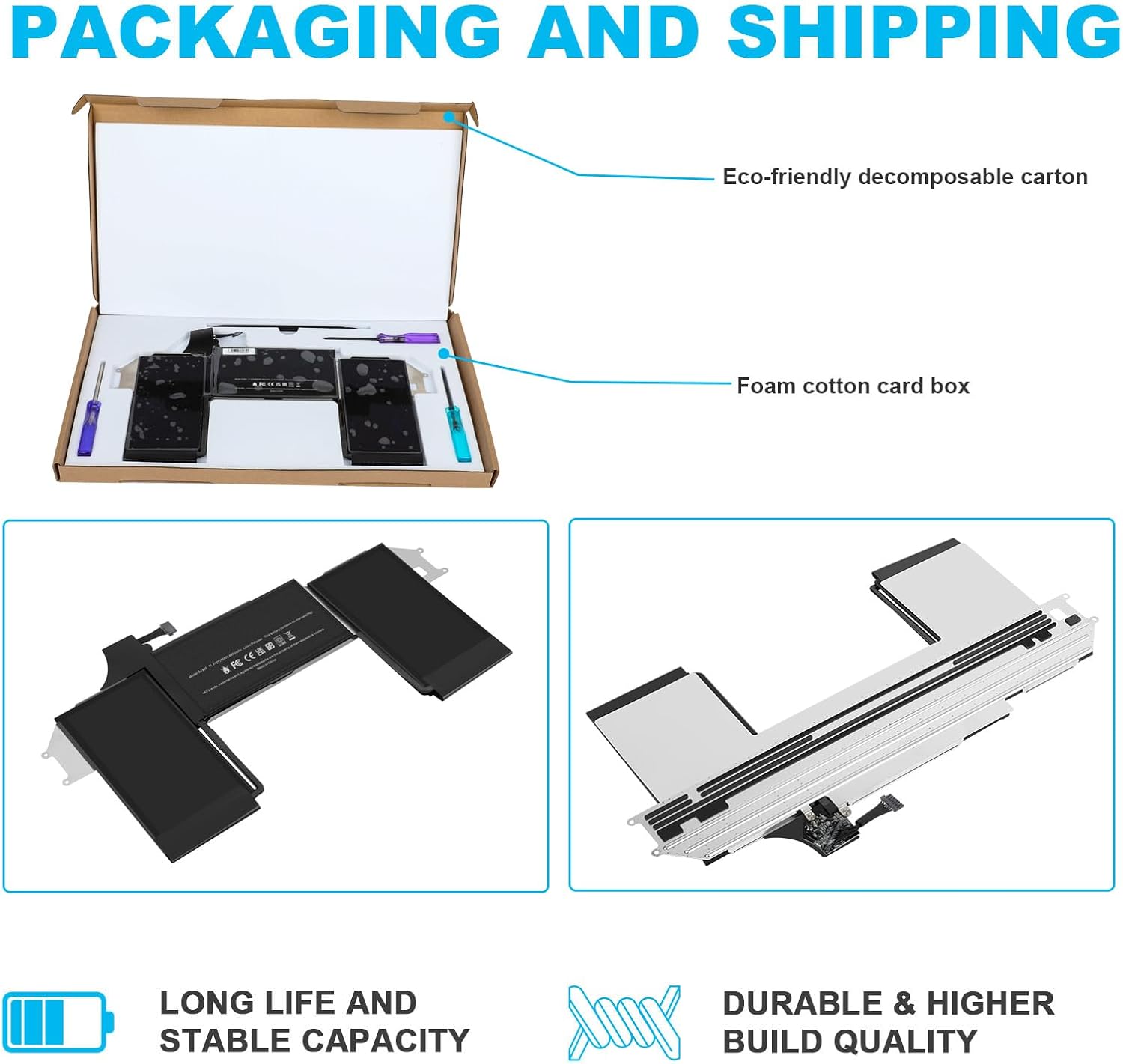 Asuncell Batteria A1965 11.4V/55Wh per MacBook Air 13-inch - immagine 6