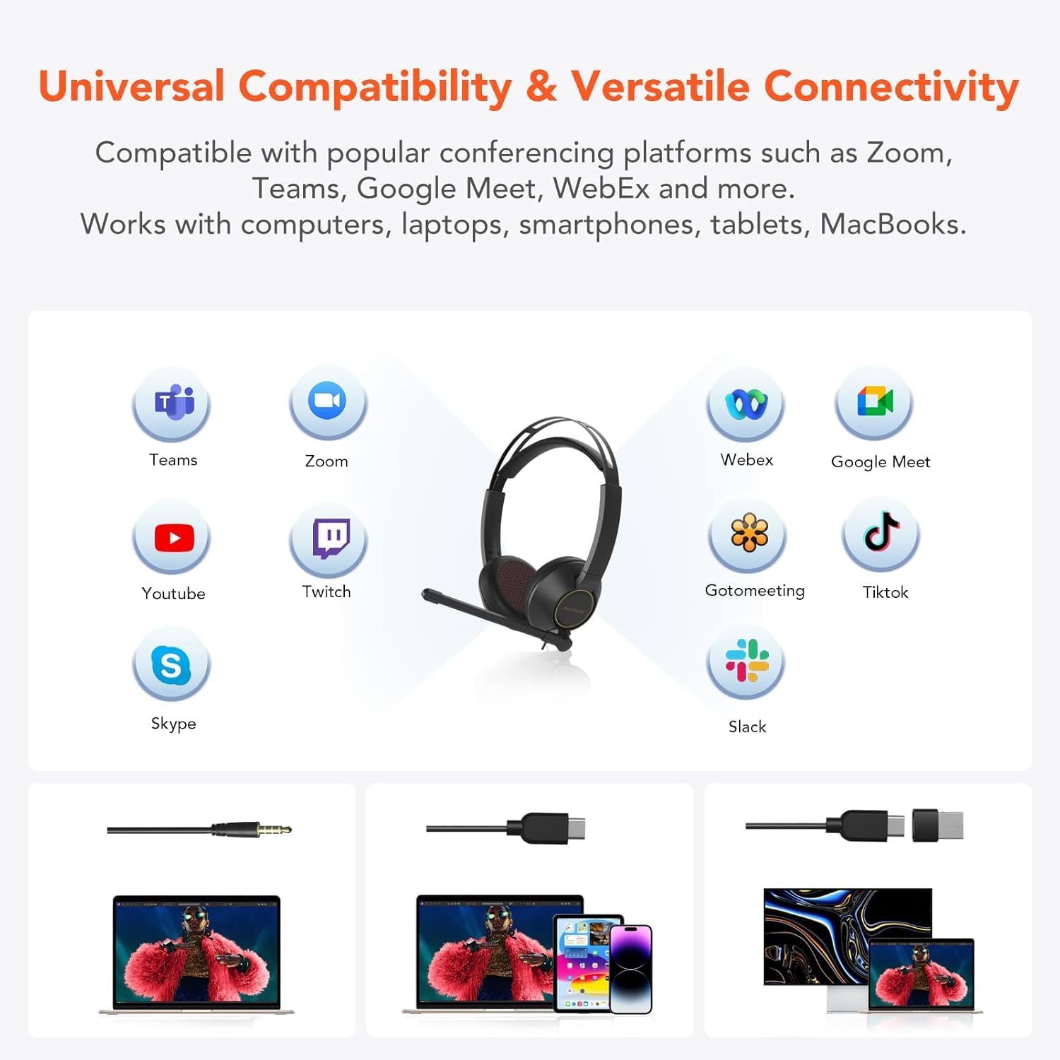 Nuroum HP11-DU Cuffie Cablate Dual-Ear con Microfono - immagine 6