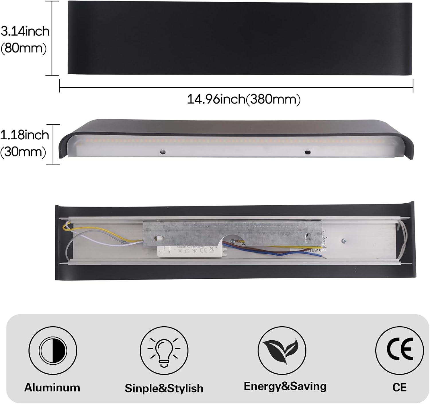 Fupe Applique da Parete Interno LED 24W, 4 Pezzi - immagine 2