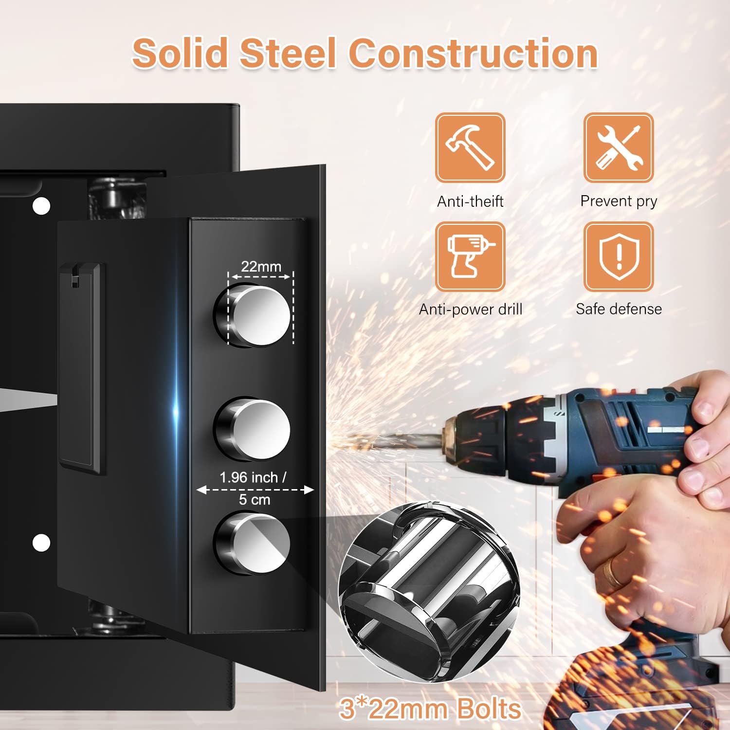 Mejasg Cassaforte 25L Ignifuga e Impermeabile - immagine 3