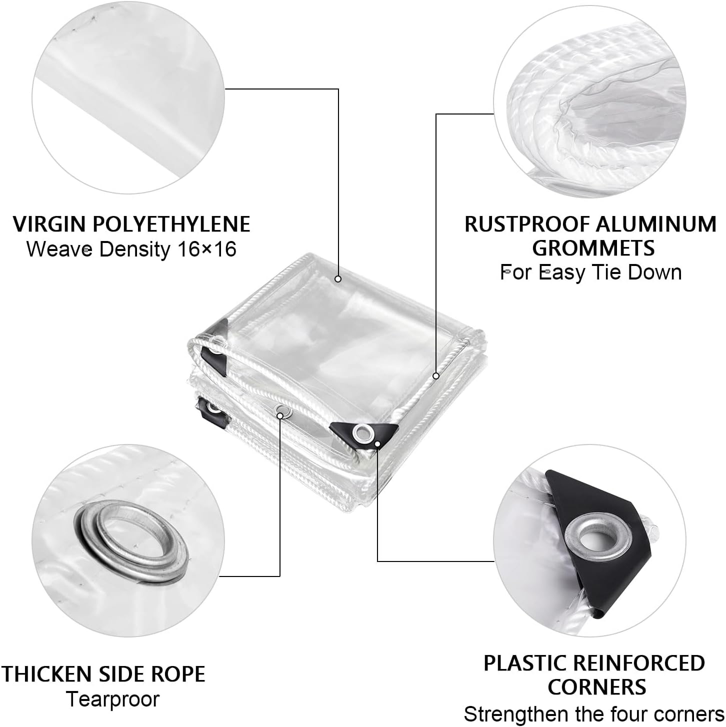 Jianyana Telone Trasparente Impermeabile 420g/m² (2x4m) - immagine 2