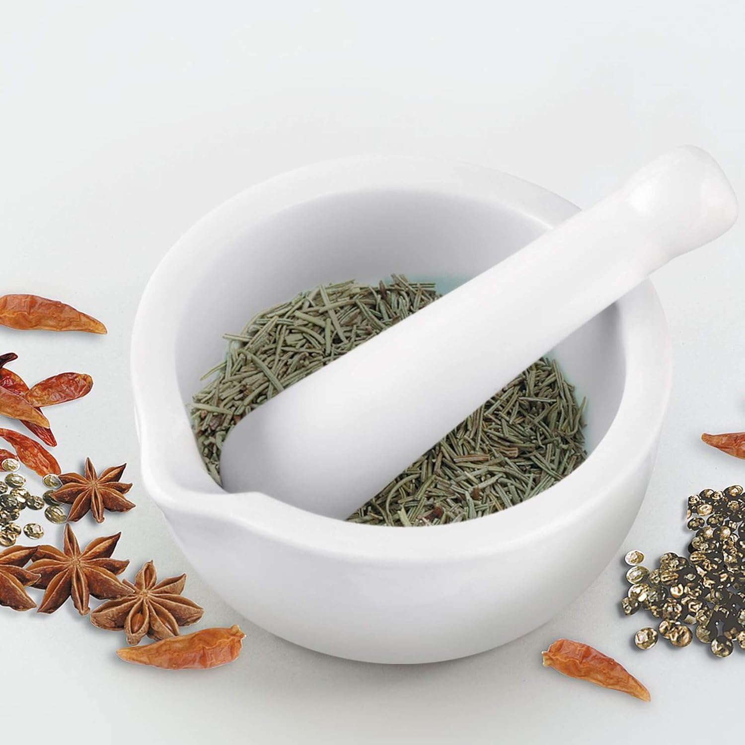 Fackelmann Pestello e Mortaio 11 cm in Porcellana, Bianco - immagine 2