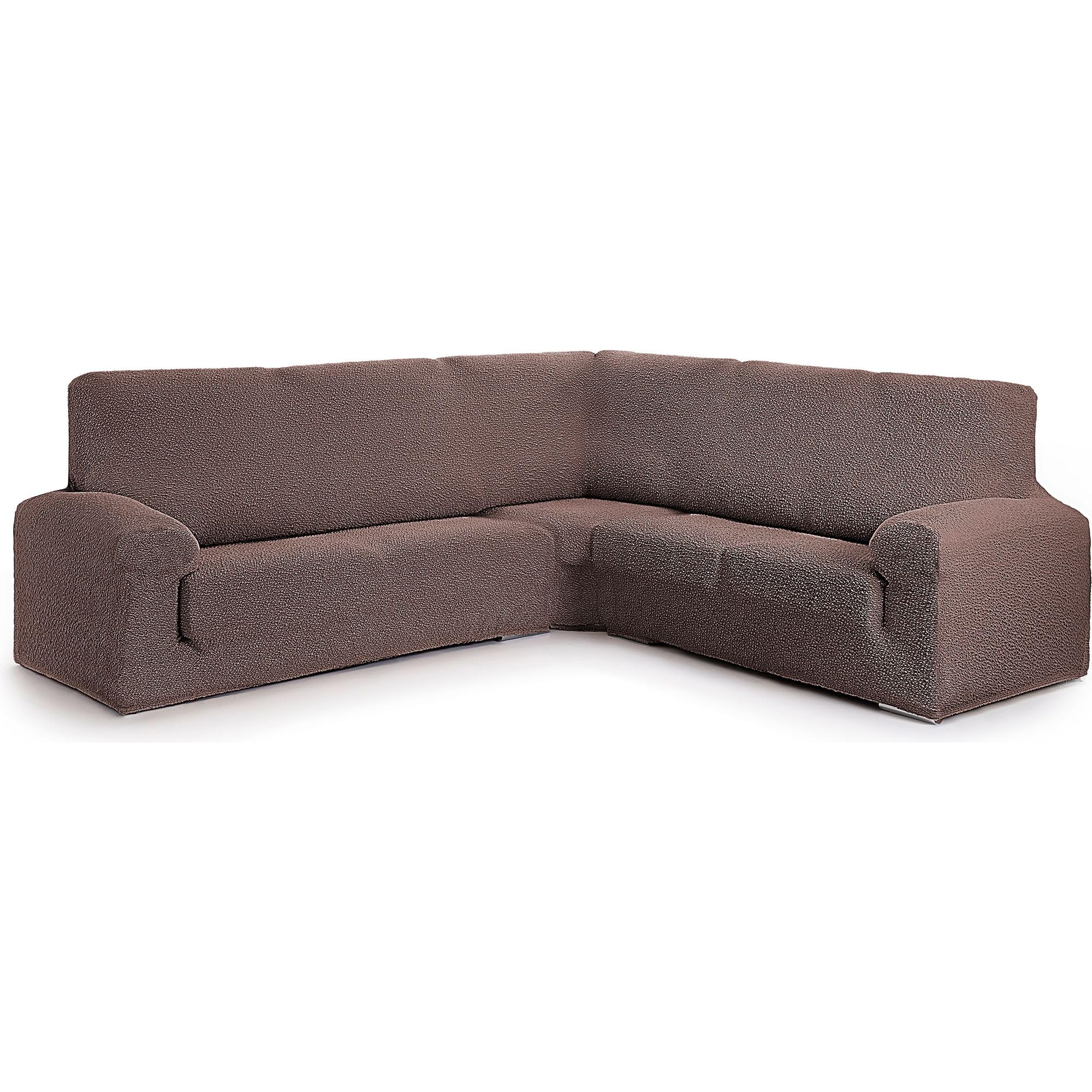 ECOMMERC3 - Copridivano Angolo 3+2 Super Elastico, Marrone