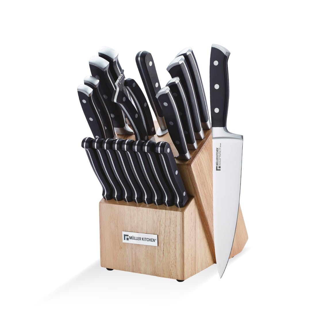 Muller Kitchen - Set Coltelli 19 Pezzi, Acciaio INOX, Nero