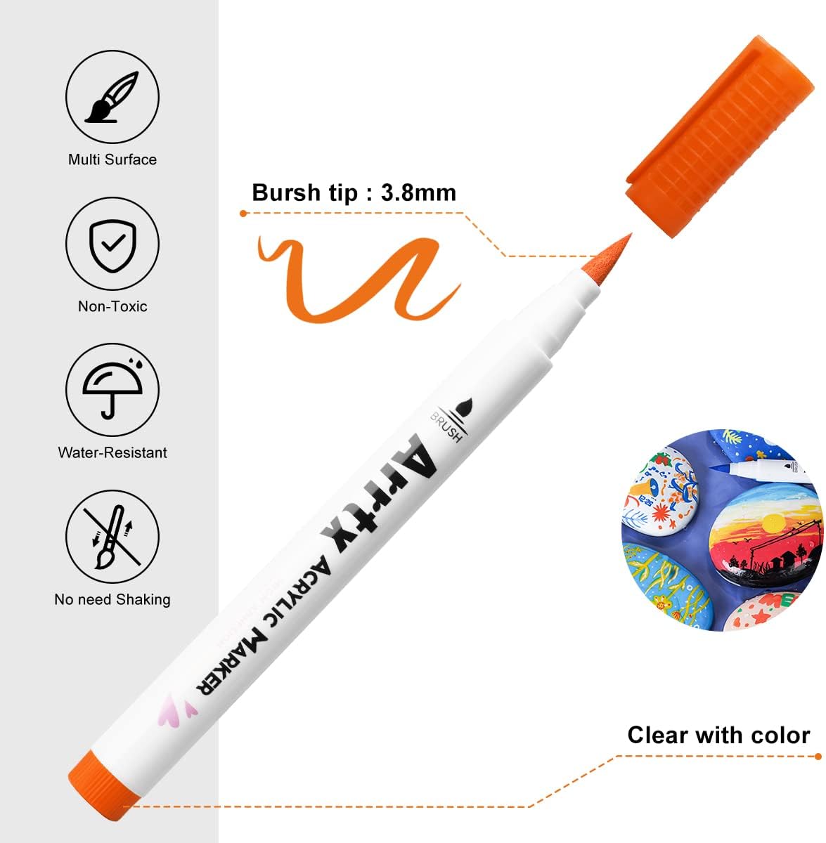 Arrtx Matite Acriliche 30 Colori Impermeabili - immagine 6