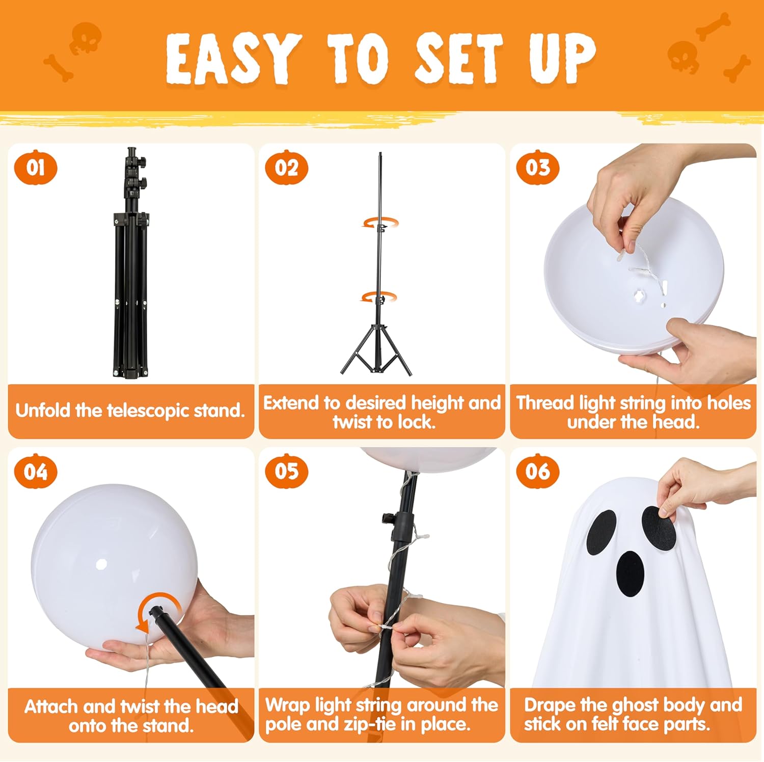 JOYIN 2 Decorazioni Halloween Fantasma 127cm con Luce - immagine 3