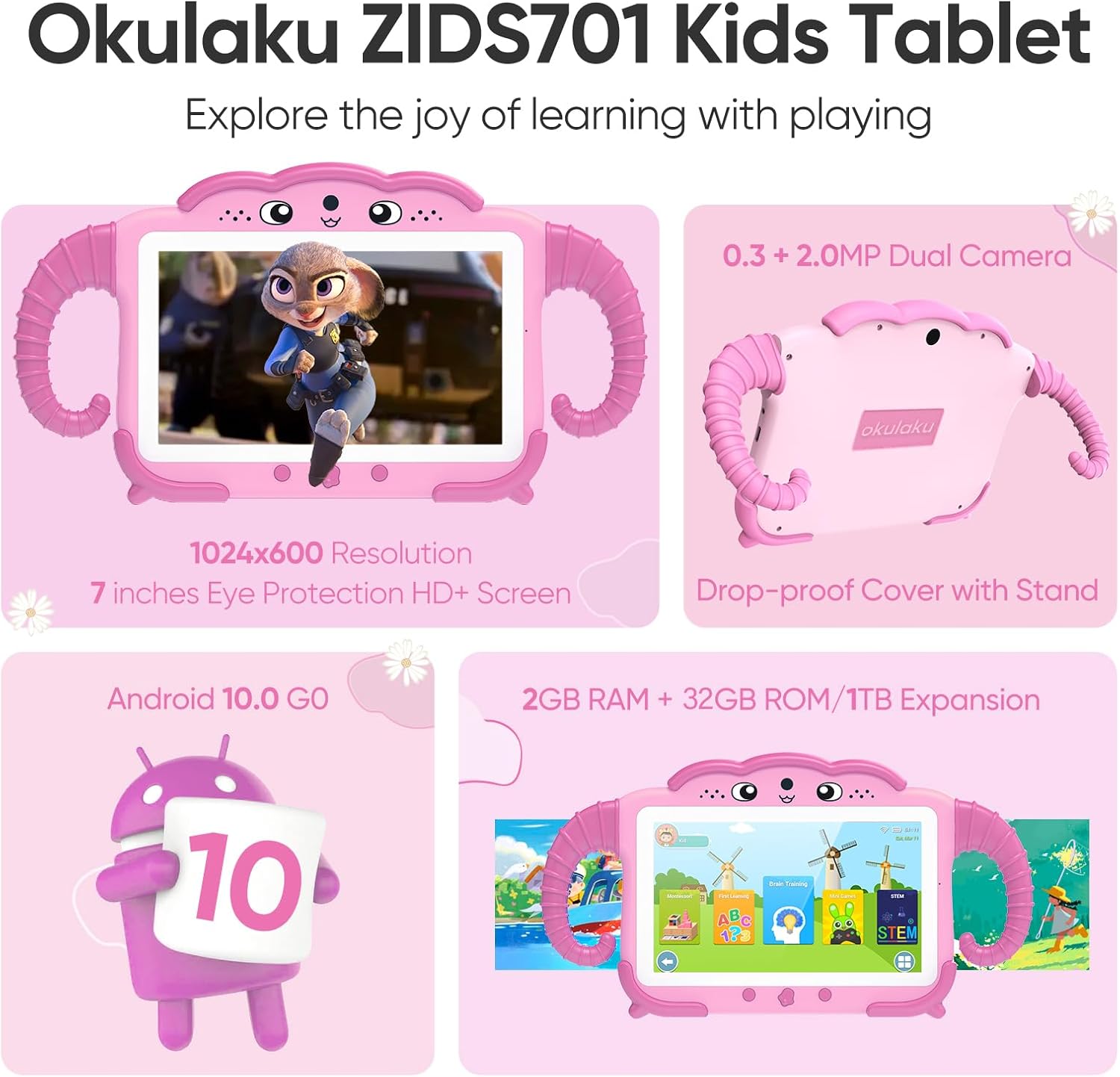 Tablet Android 7 Pollici per Bambini 2GB RAM + 32GB - immagine 2