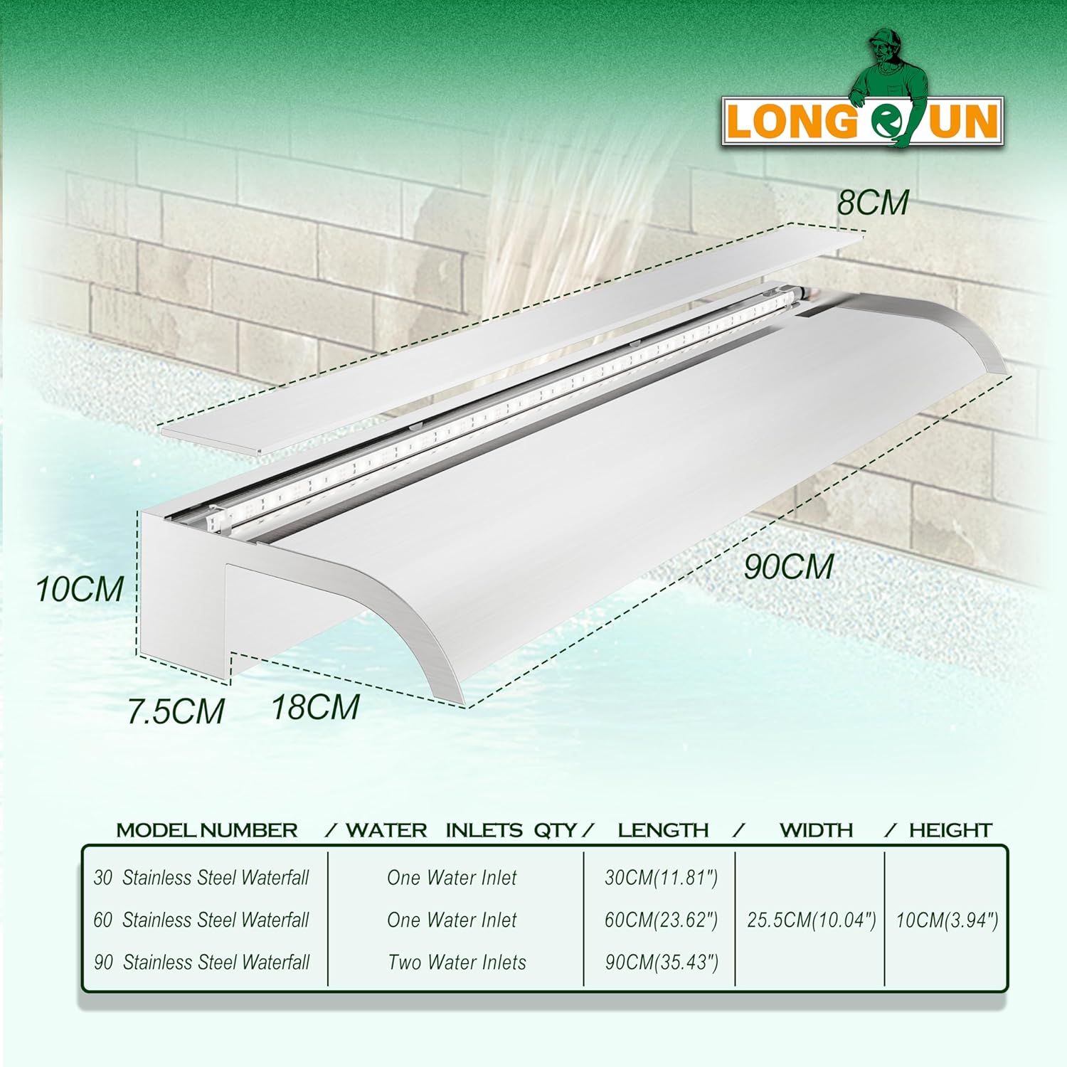 Longrun 90 cm in acciaio inox curvo - immagine 2