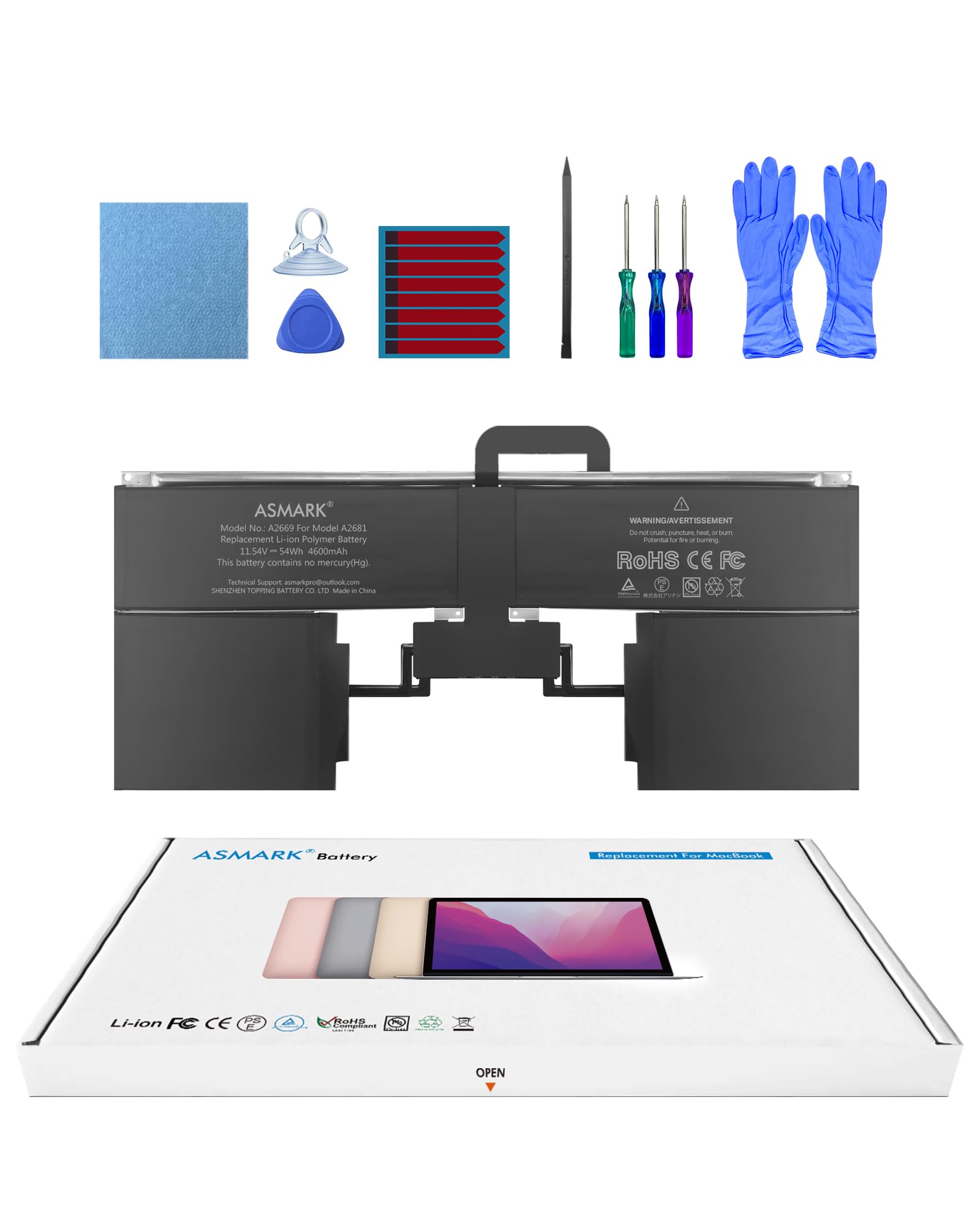 ASMARK Batteria per MacBook Air A2681 da 13" A2681(M2,2022) A2669