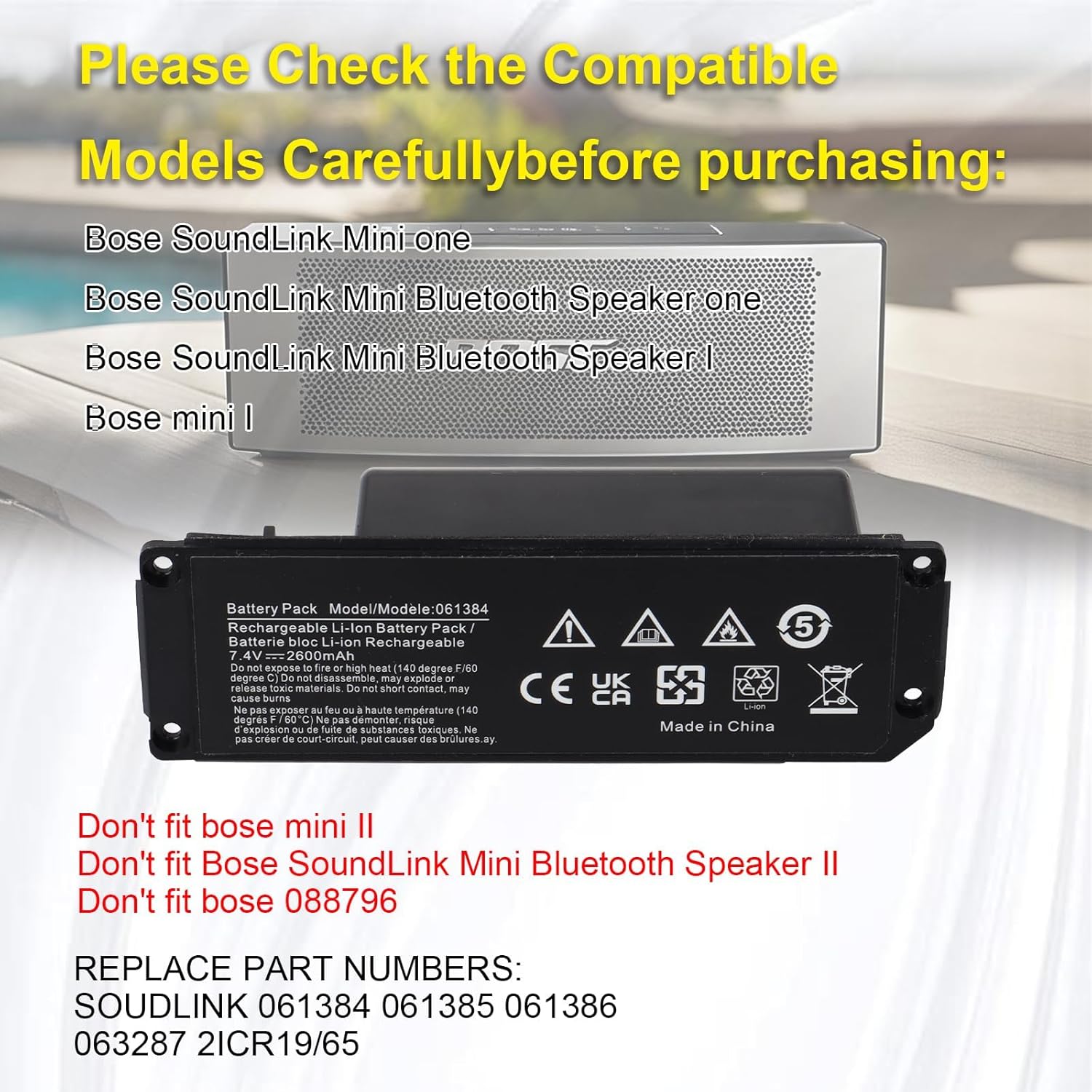 Batteria Mxjfyy 7,4V 2600mAh per Bose SoundLink Mini 1 - immagine 6