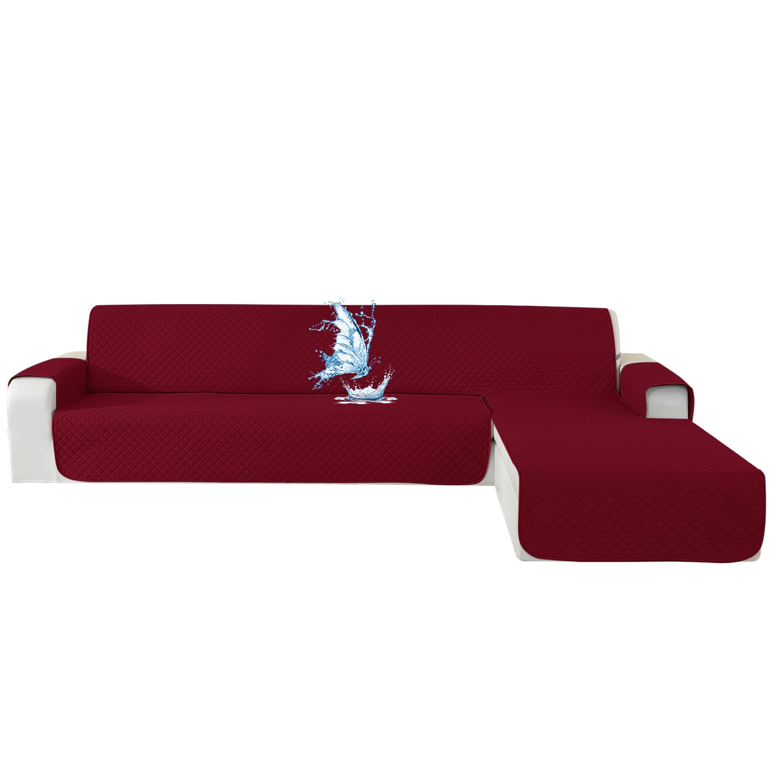 Copridivano Impermeabile 4 Posti con Penisola, Vino Rosso