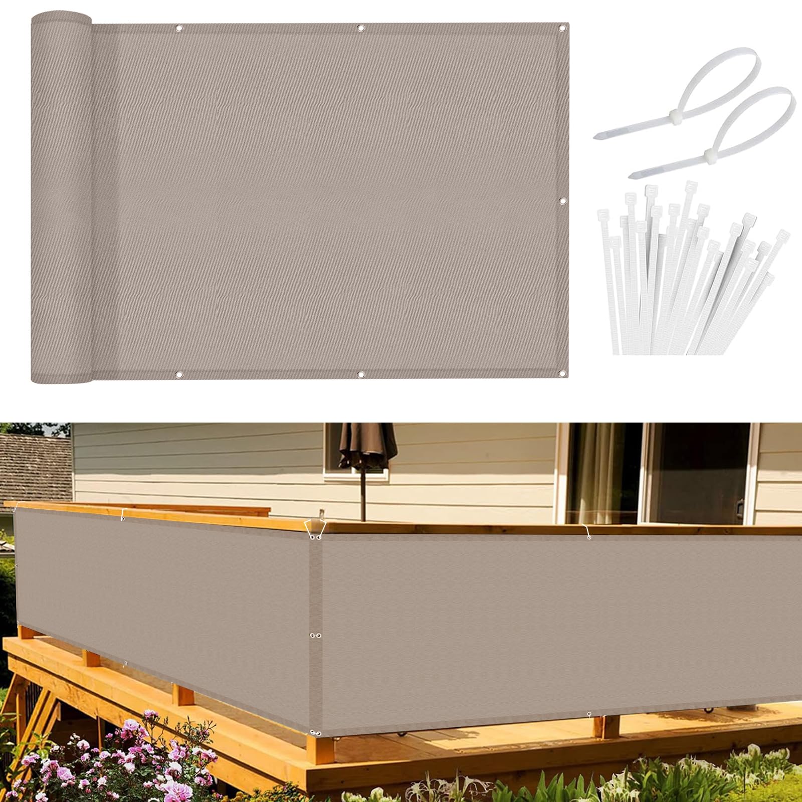 Sunnylaxx Frangivisto Balcone 90x1000 cm Taupe