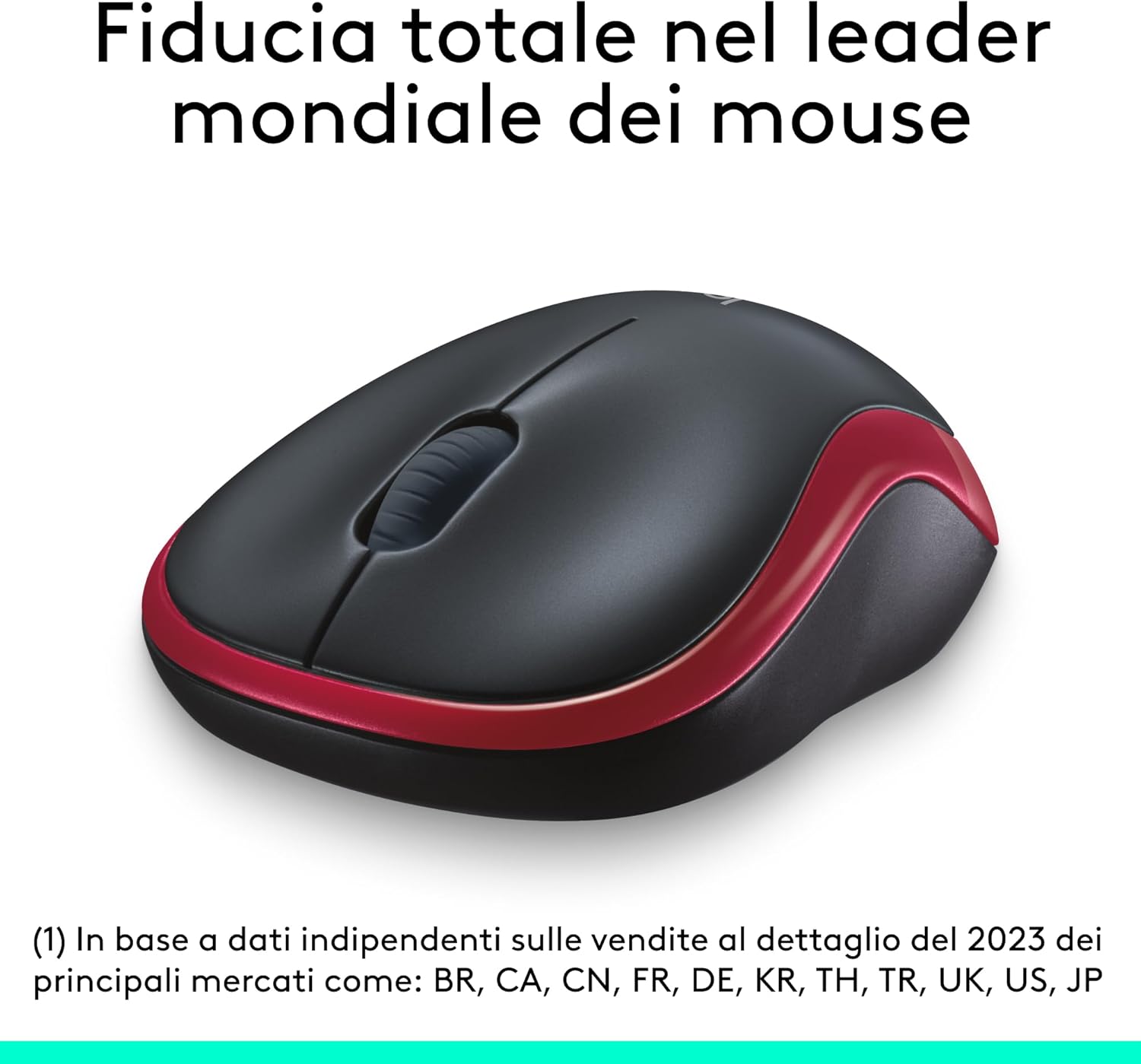 Logitech M185 Mouse Wireless 2.4 GHz, Rosso - immagine 3