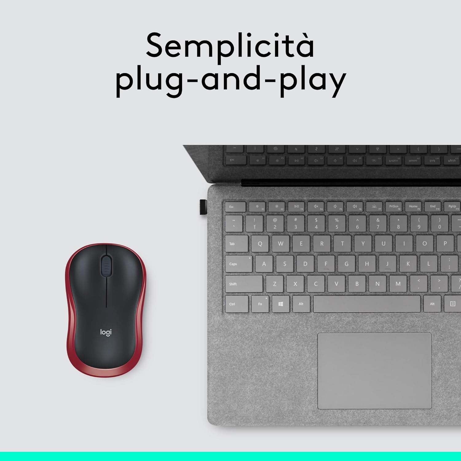 Logitech M185 Mouse Wireless 2.4 GHz, Rosso - immagine 9