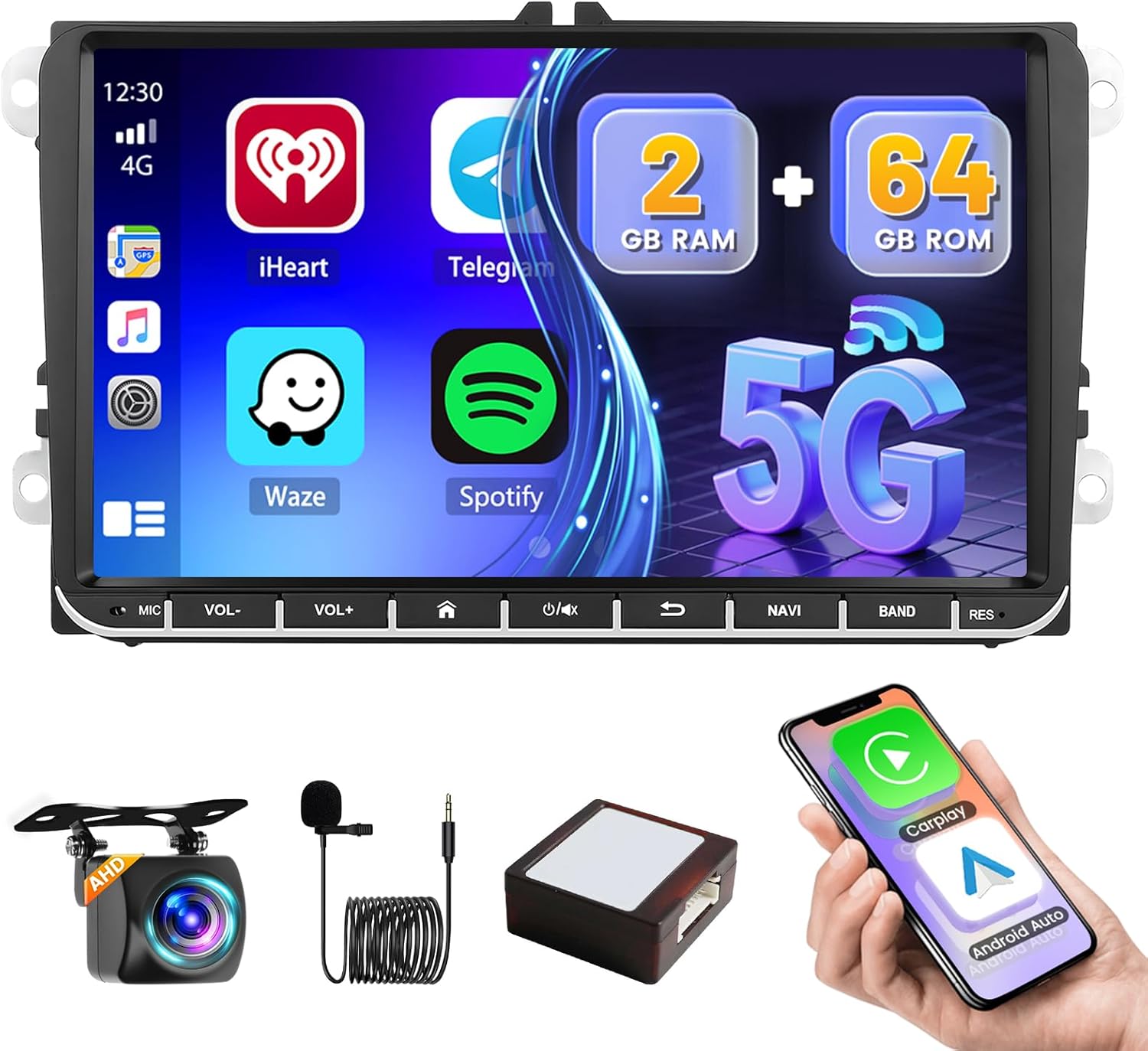 Autoradio Android 15 9'' per VW Golf, Polo, Passat, Tiguan - immagine 1