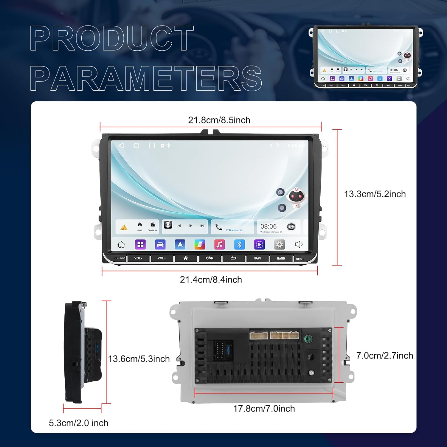 Autoradio Android 15 9'' per VW Golf, Polo, Passat, Tiguan - immagine 3