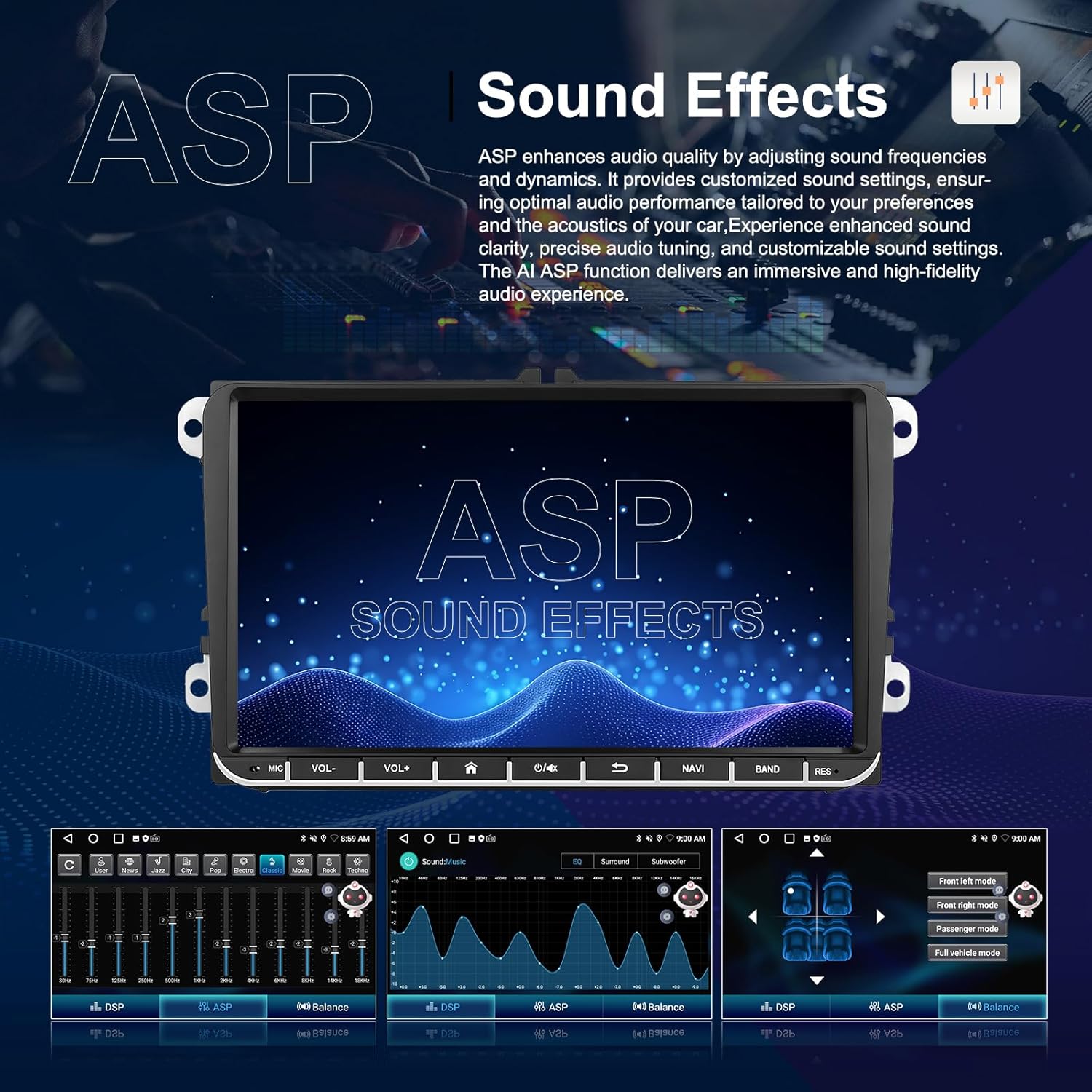 Autoradio Android 15 9'' per VW Golf, Polo, Passat, Tiguan - immagine 5