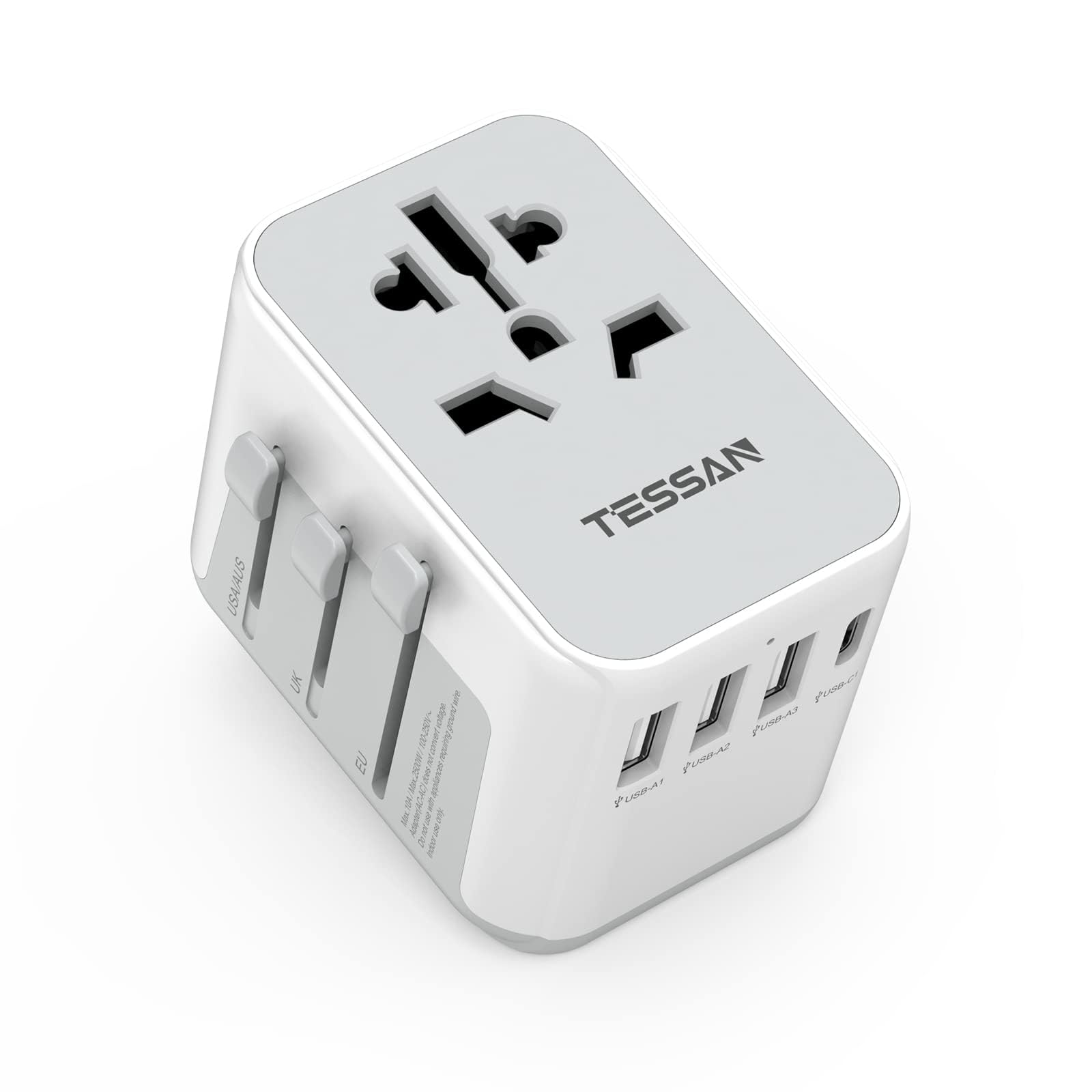 TESSAN Adattatore Universale da Viaggio con 3 USB e 1 USB-C