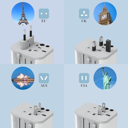 TESSAN Adattatore Universale da Viaggio con 3 USB e 1 USB-C - immagine 2