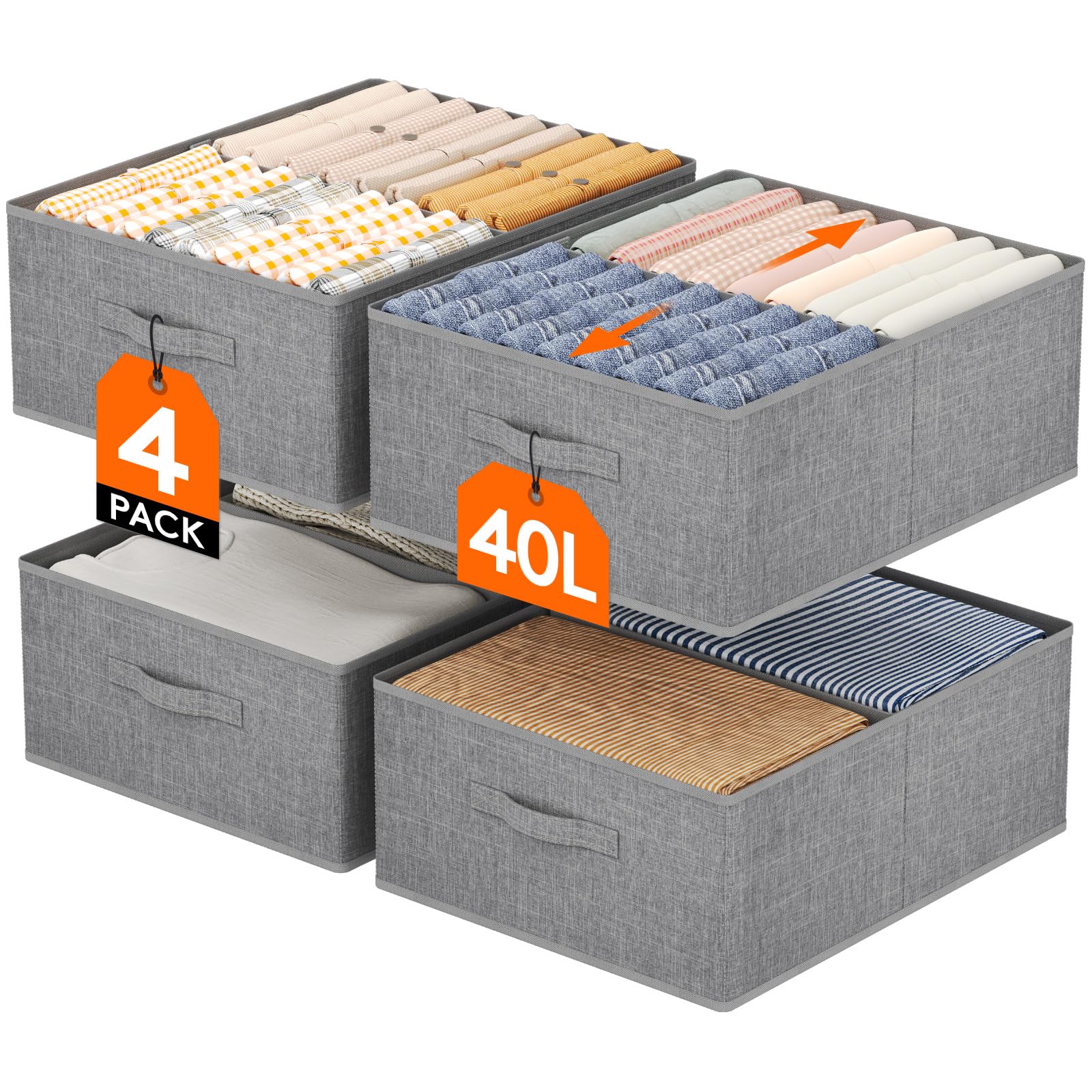 Lifewit Organizer Armadio Set 4 Pieghevoli Grigio Chiaro