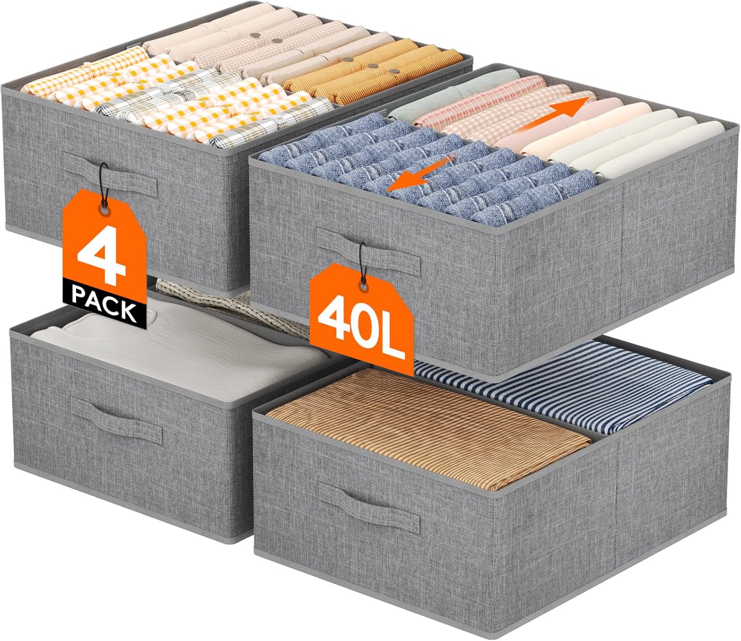 Lifewit Organizer Armadio Set 4 Pieghevoli Grigio Chiaro - immagine 1