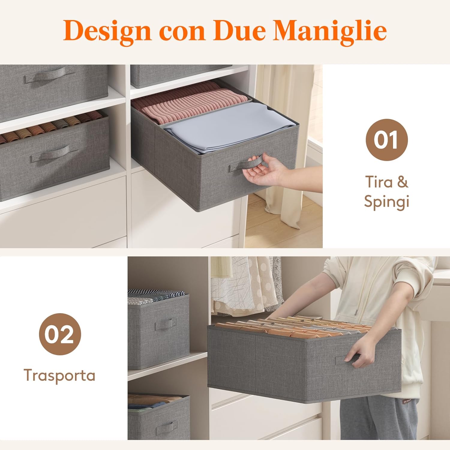 Lifewit Organizer Armadio Set 4 Pieghevoli Grigio Chiaro - immagine 4