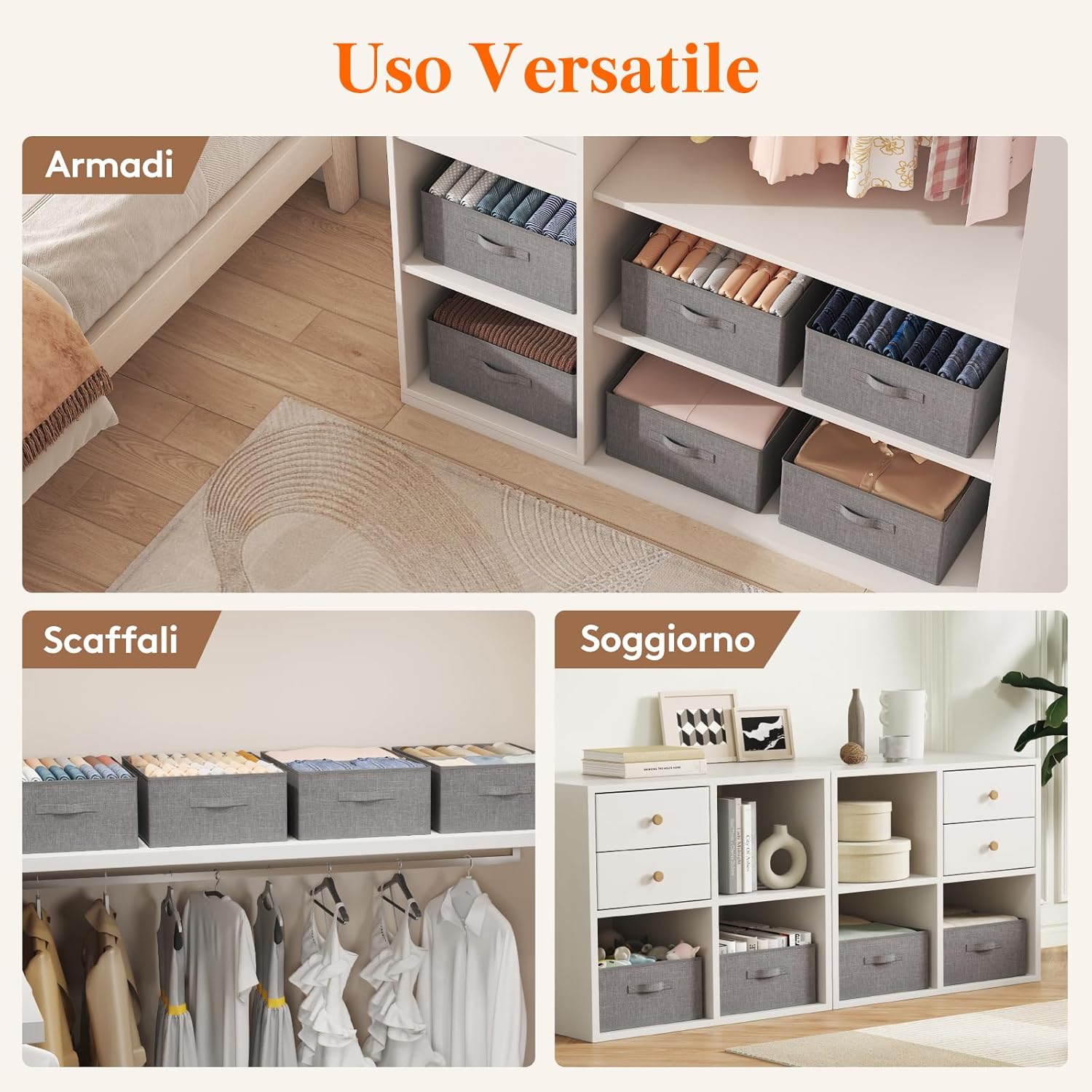 Lifewit Organizer Armadio Set 4 Pieghevoli Grigio Chiaro - immagine 7