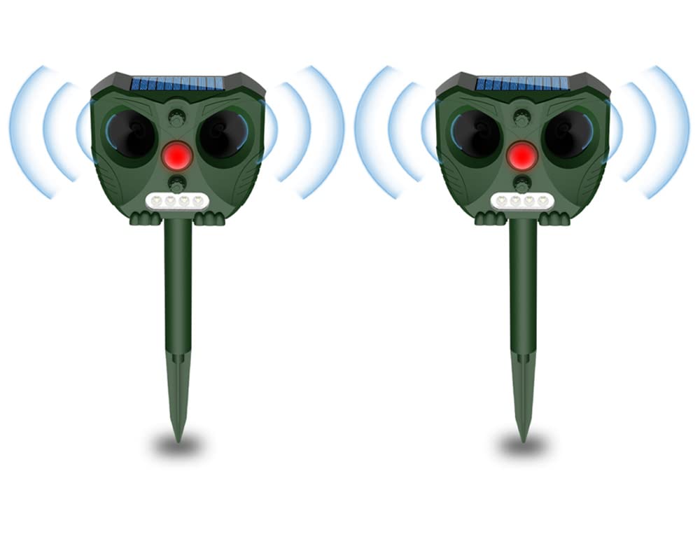 2X Repellente Gatti Ultrasuoni Solare IP67 Impermeabile