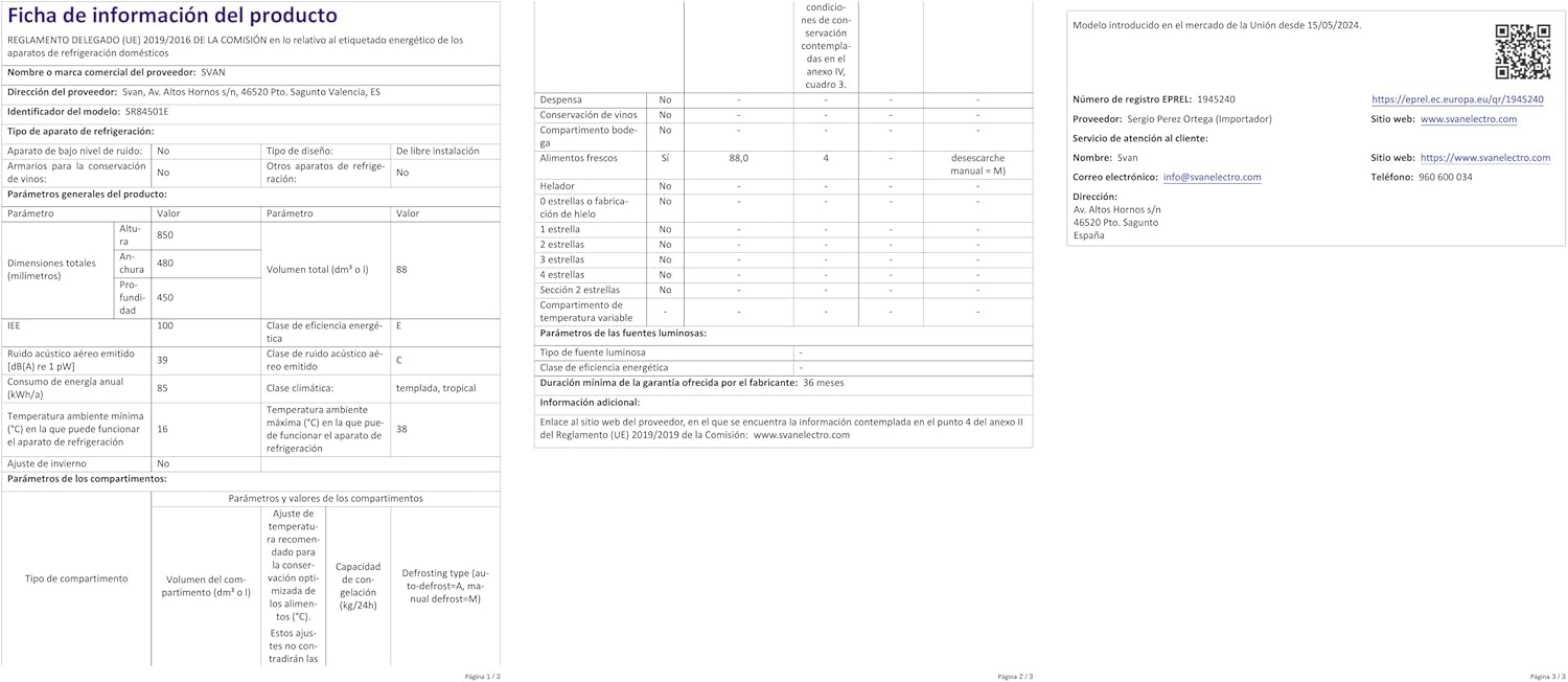 Svan Frigorífico Refrigerador Blanco SR84501E - immagine 5
