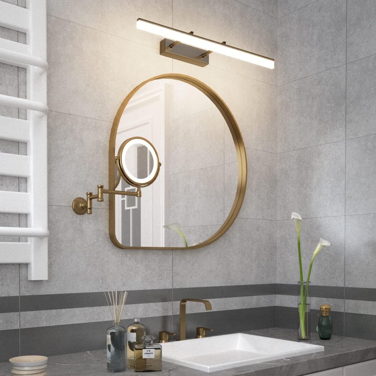 Klighten Lampada per Specchio LED Bagno 60CM 14W, Nero - immagine 5