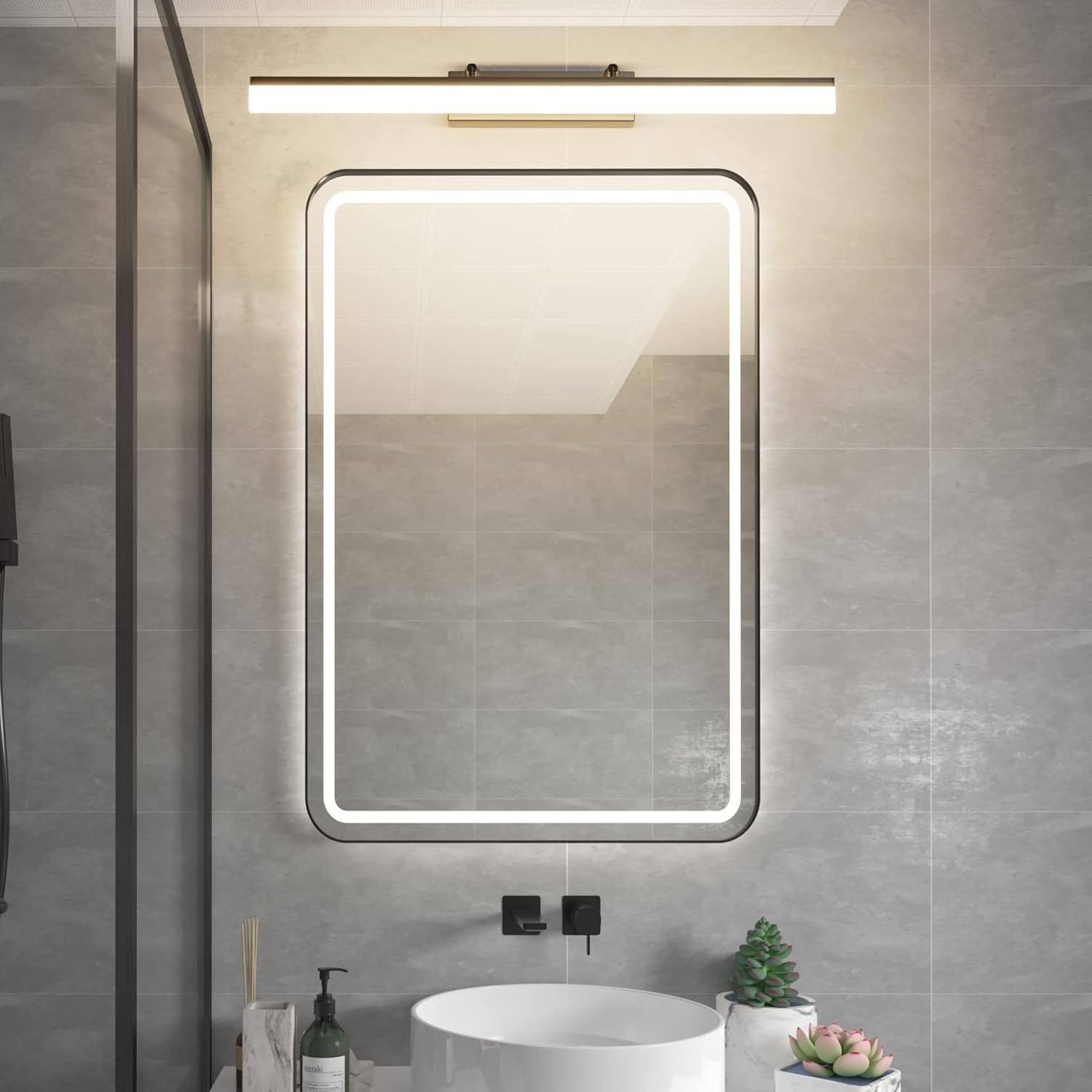Klighten Lampada per Specchio LED Bagno 60CM 14W, Nero - immagine 6