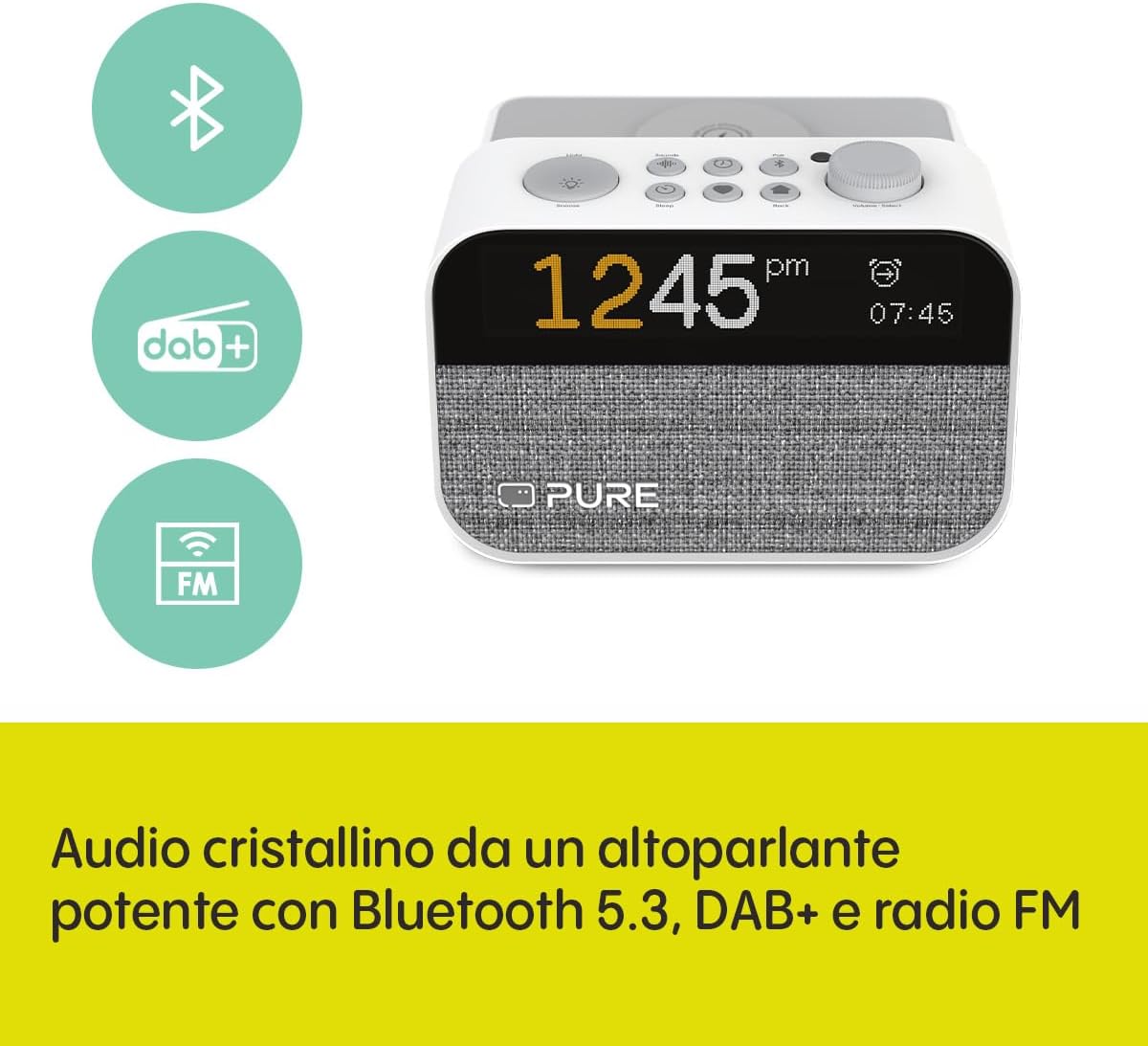 Pure Moment Charge – Radiosveglia Wireless DAB+/FM, Bianco - immagine 2